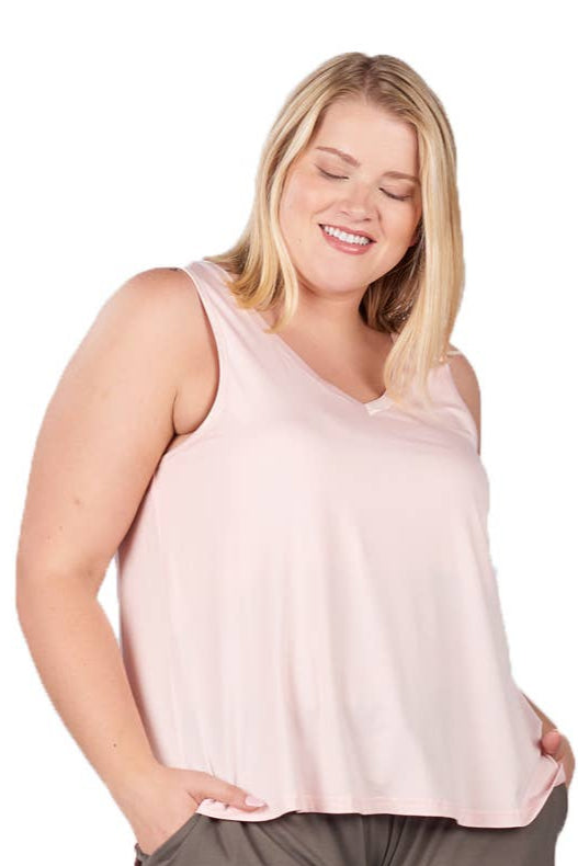 Faceplant Bamboo® Double V Neck Pajama Tank Top - Soft & Breathable Sleepwear for Women - Perfect for Summer Nights, Lounging & Relaxation at Home
