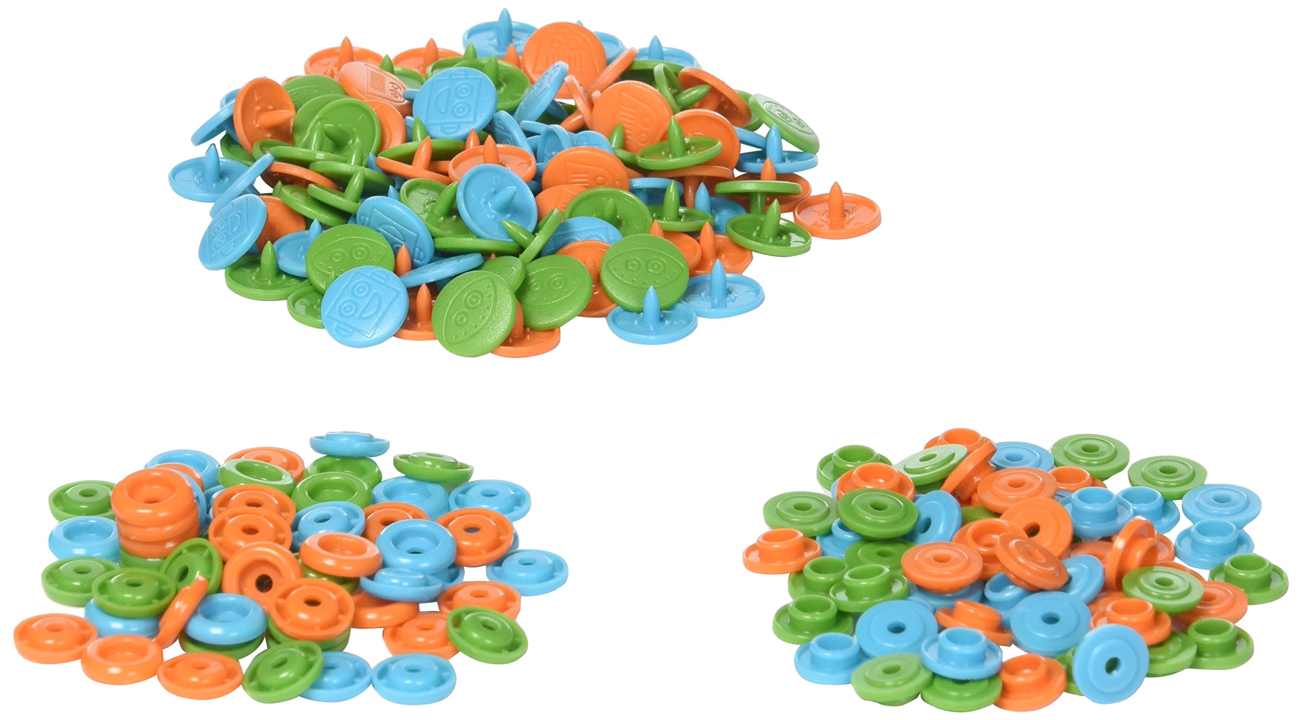 Babyville Boutique 35116 Size 20 Snap Fasteners - Robot Design (60 Sets) - Perfect for DIY Baby Clothes, Bibs & Fabric Crafts