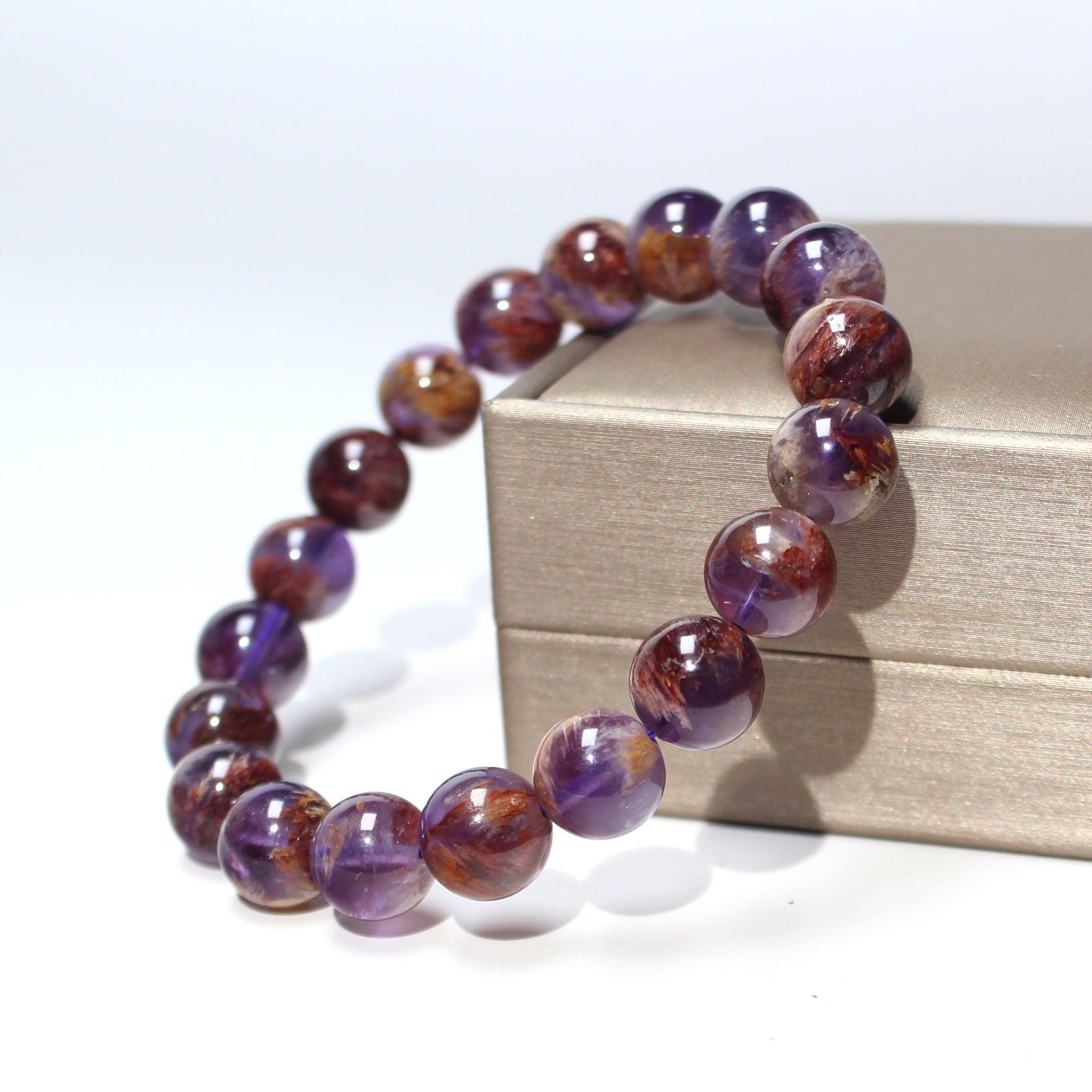 Natural Purple Ghost Fashion 8mm Single Ring Bracelet for Women - Stylish Boho Jewelry for Everyday Wear & Gift Giving