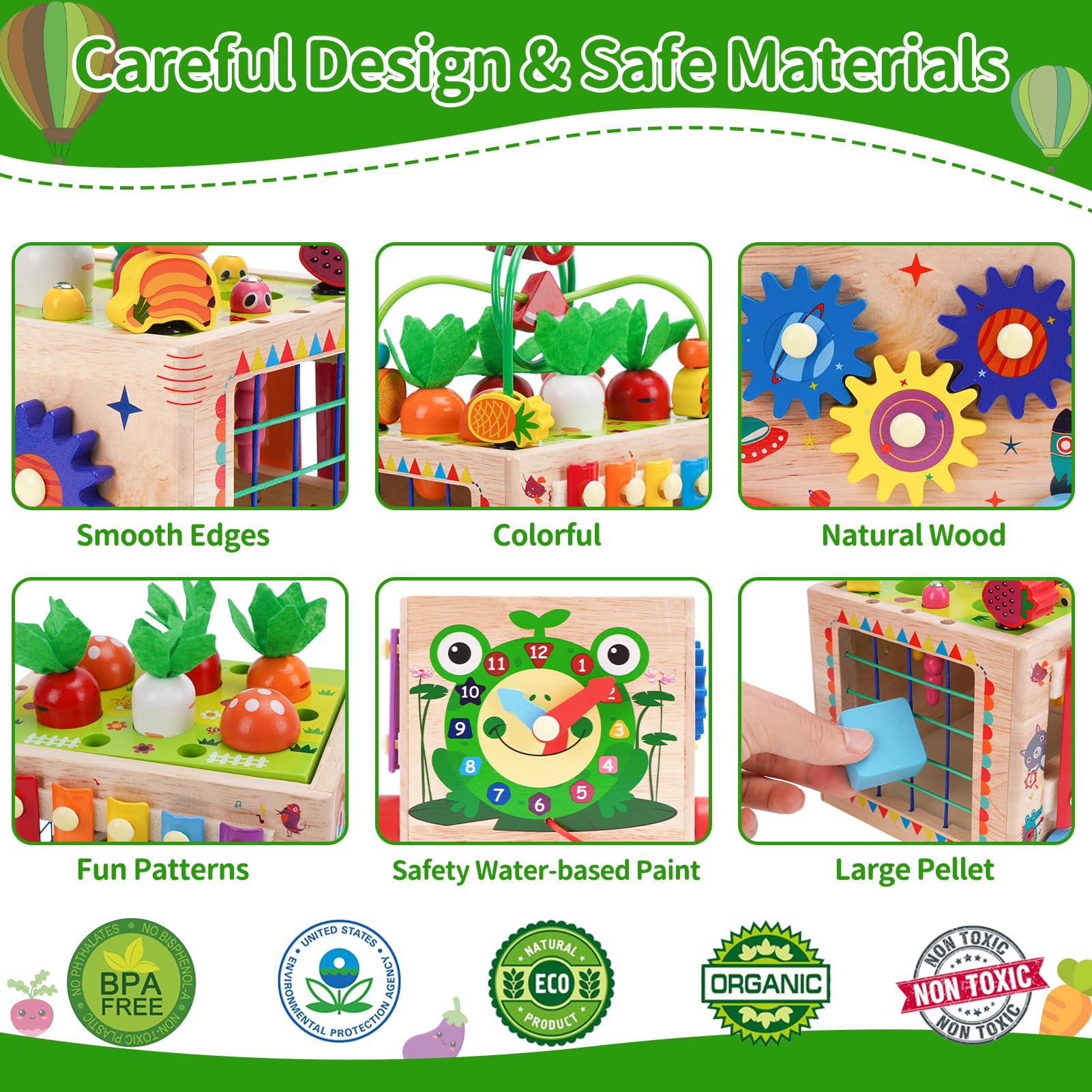 **9-in-1 Wooden Activity Cube – Montessori Baby Toys for Toddlers 18M+ | Educational Learning & Sorting Stacking Toys | Birthday Gifts for Boys & Girls (Bonus Stickers & Animal Cards) – Perfect for Playtime, Daycare & Early Childhood Development**