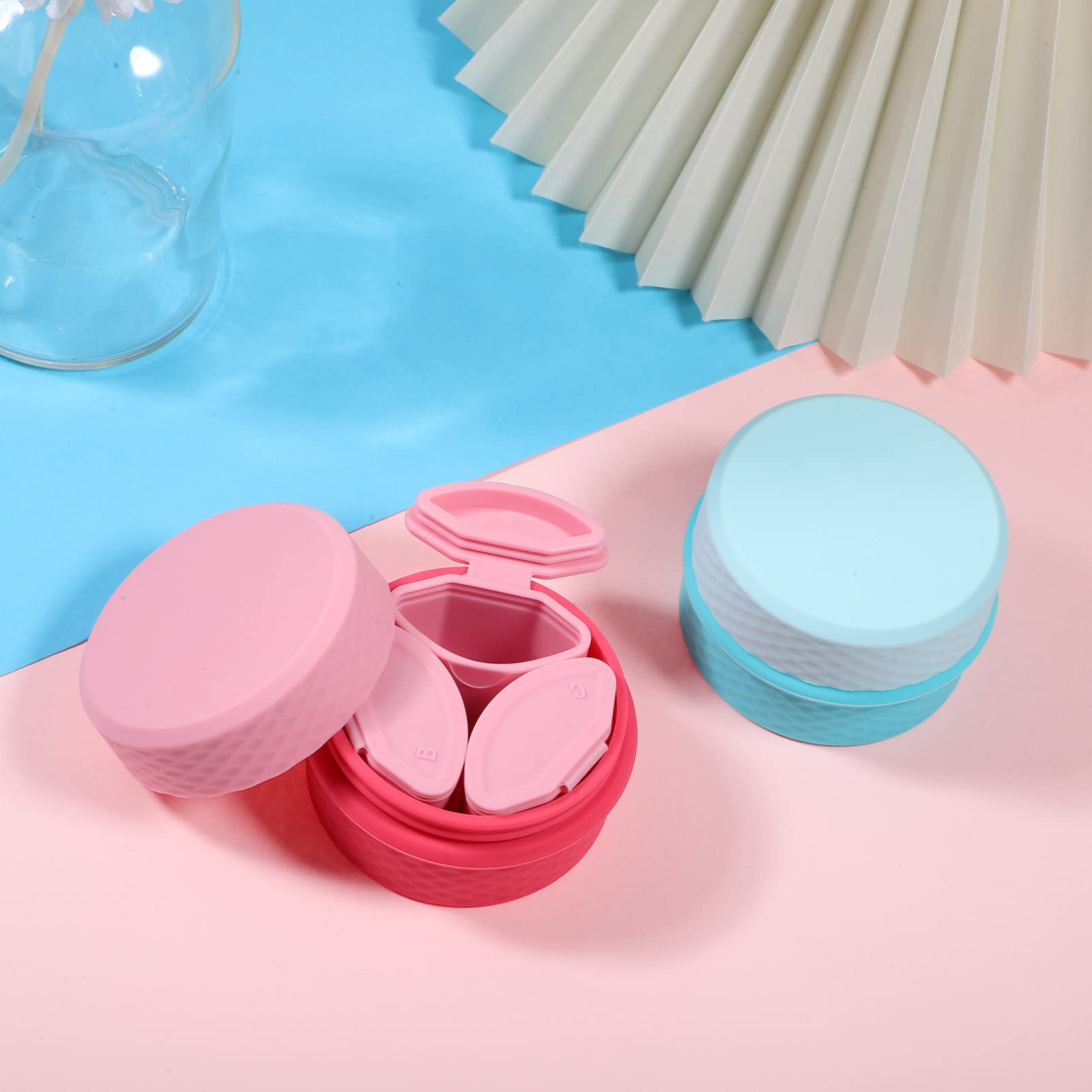 2 Pack Leak-Proof Silicone Travel Containers for Toiletries - 3 Compartment Cream Jars for Makeup, Face Cream & Cosmetics | TSA Approved Travel Organizer for Vacation, Gym & Daily Use
