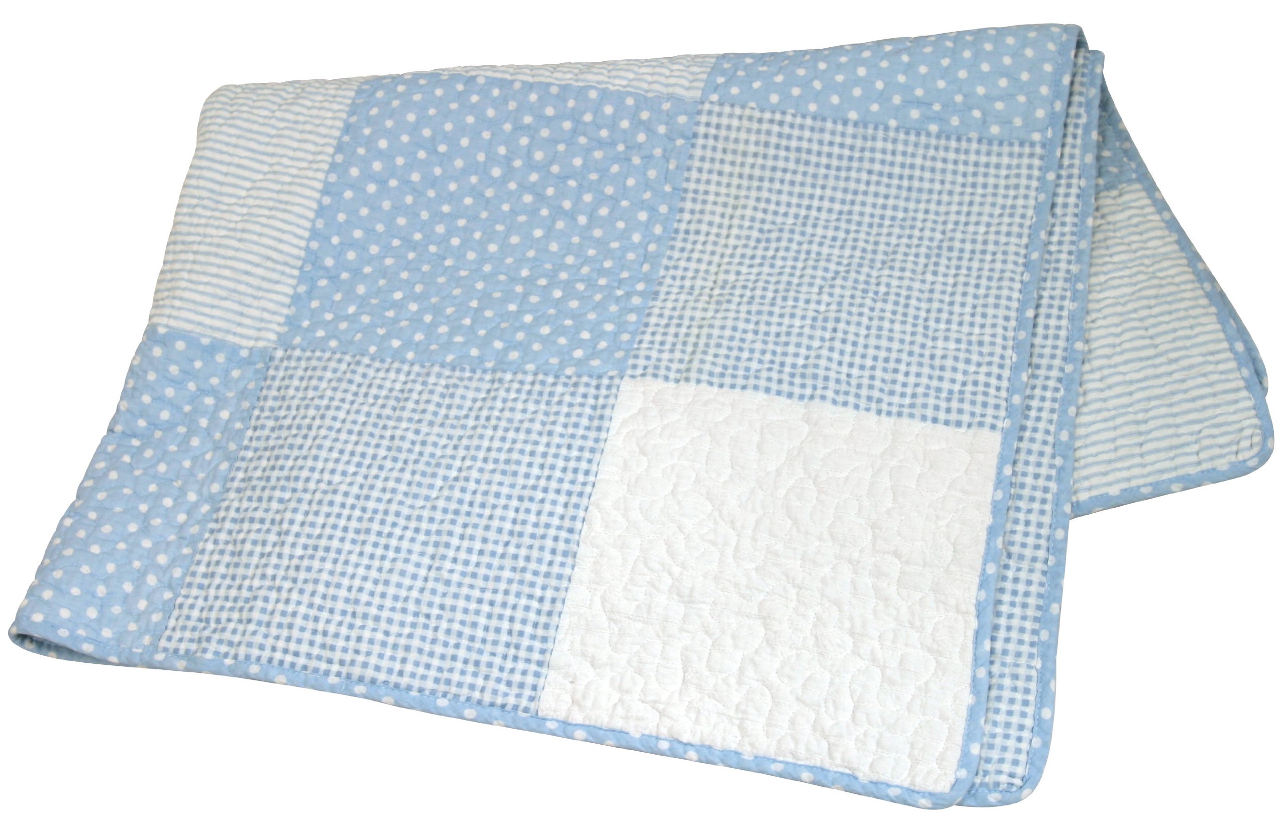 Stephan Baby Heirloom-Quality Pieced Crib Quilt - Blue & White Vintage Dot Design | Perfect Nursery Decor & Baby Shower Gift