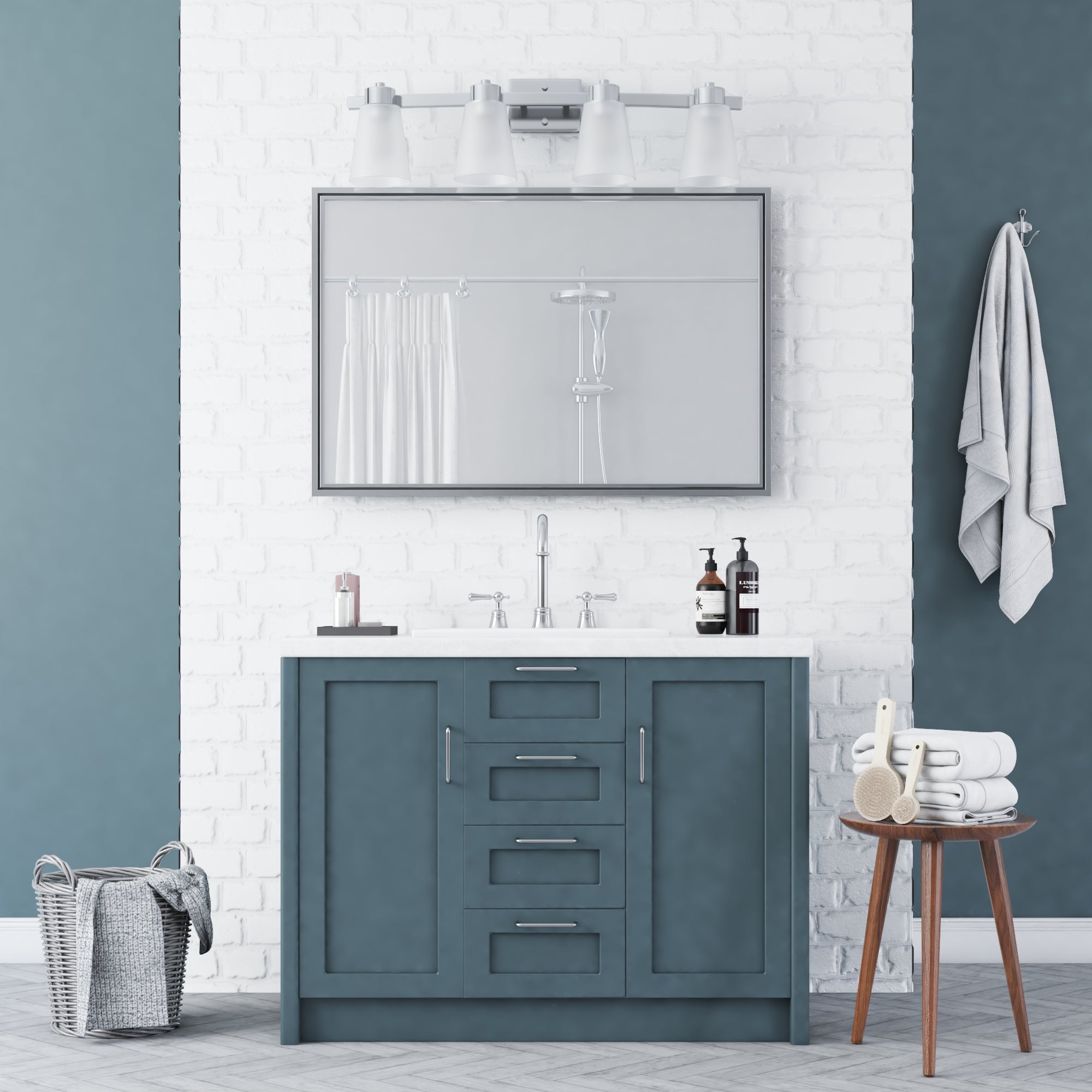Fairendale 4-Light Vanity Light with Frosted Glass Shade in Brushed Nickel Finish - Perfect for Bathroom, Bedroom, and Dressing Room Lighting