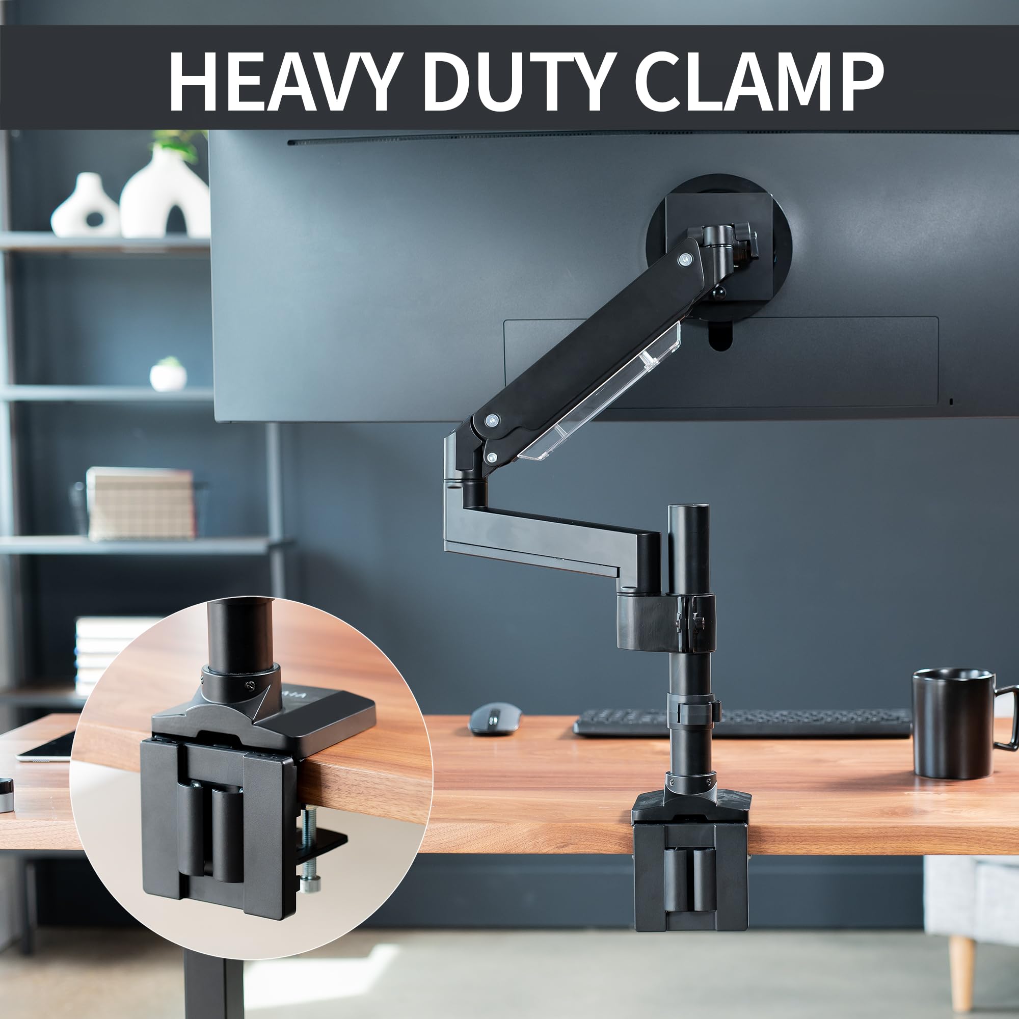 Premium Aluminum Tall Extended Monitor Arm for Ultrawide Monitors up to 49