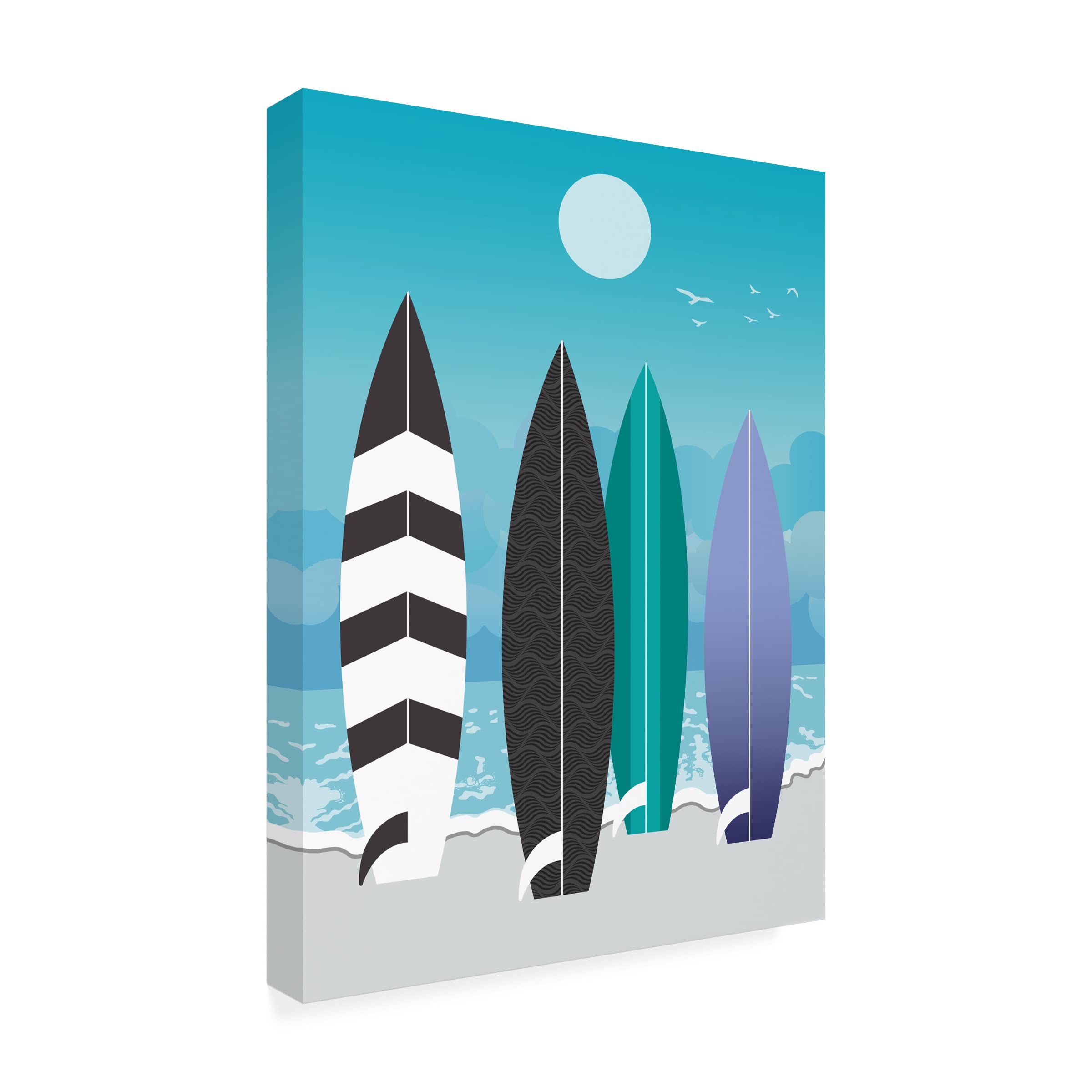 Trademark Fine Art 'Surfboards' Canvas Wall Art by Ayse - Perfect for Beach House Decor, Coastal Living Room, or Surf Lover's Gift