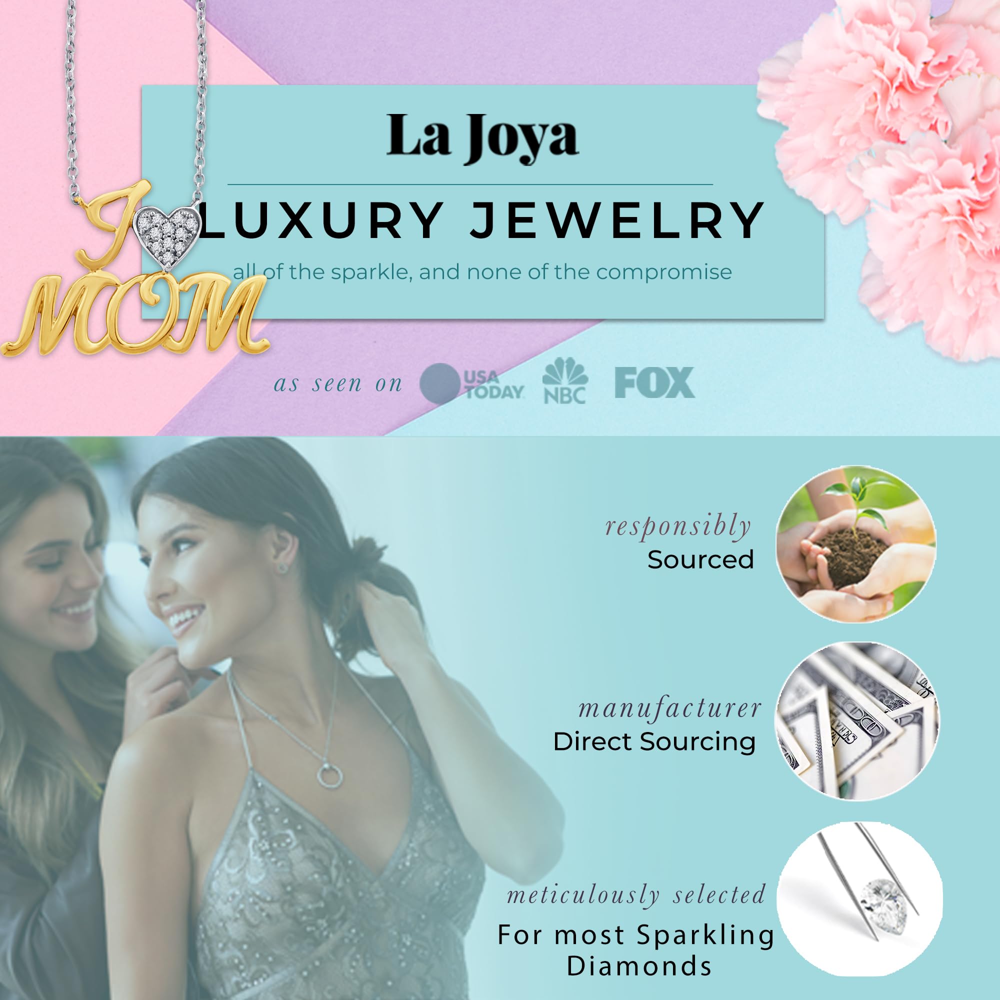 Exquisite Lab Grown Diamond Pendant Necklace in 925 Sterling Silver - Perfect Mother's Day Gift for Mom, Wife, or Grandma | Elegant Jewelry for Special Occasions, Anniversaries & Birthday Celebrations