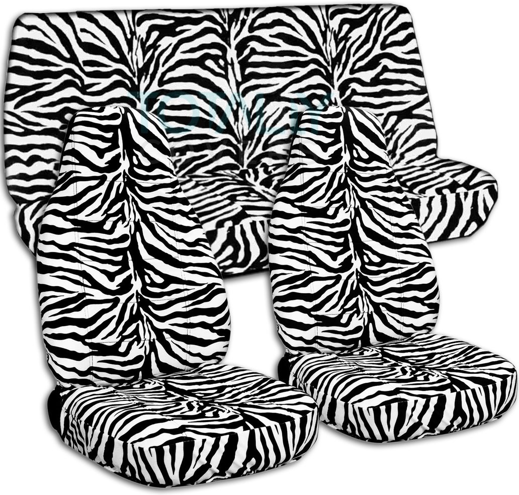 Zebra Print Car Seat Covers Full Set - Semi-Custom Fit for Any Car, Truck, Van, RV or SUV - 30 Animal Print Patterns - Durable & Stylish Protection for Daily Commute, Road Trips and Family Adventures