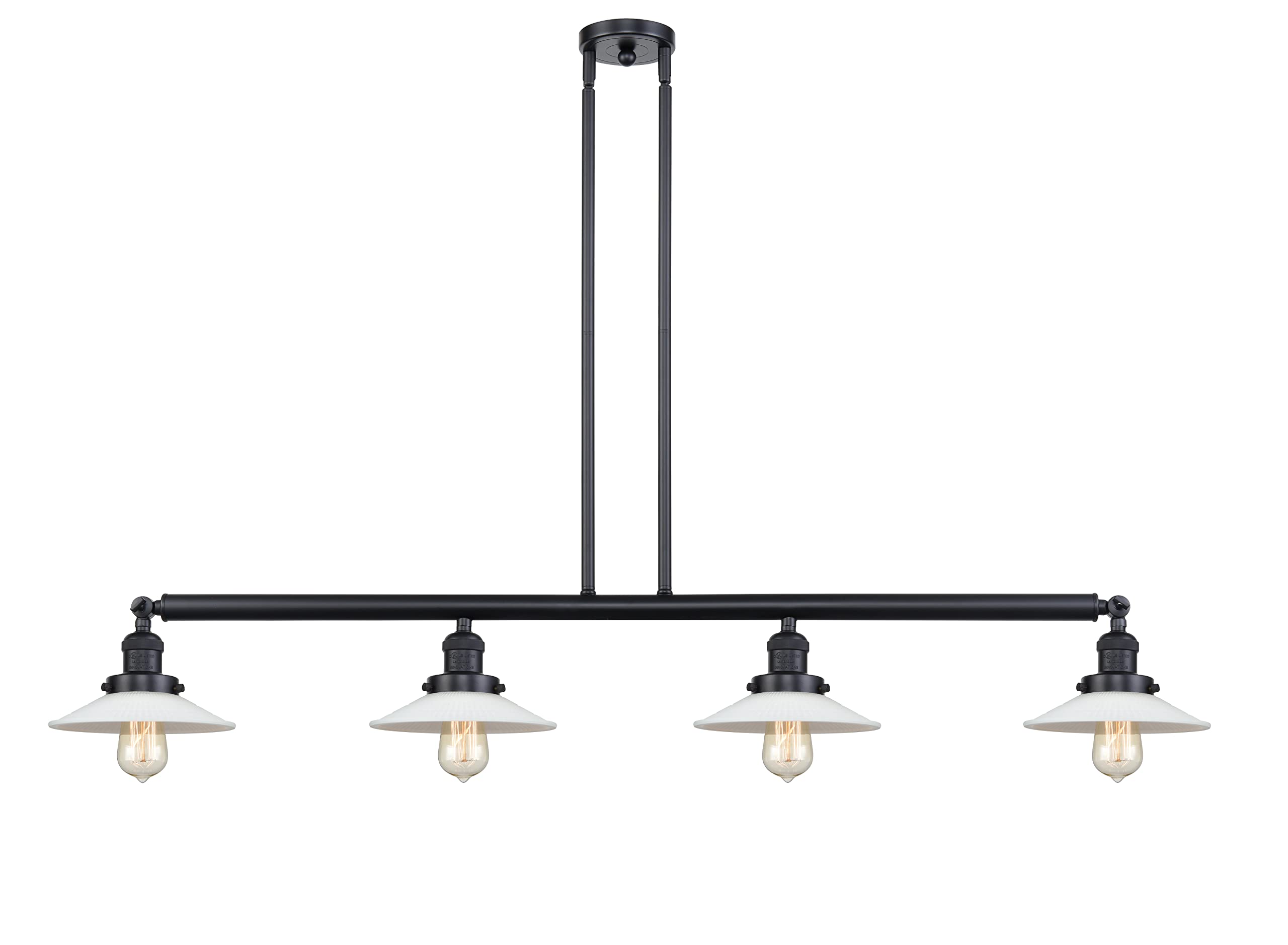 214-BK-G1 Halophane 3-Light Island Pendant Light Fixture in Matte Black - Perfect for Kitchen Islands, Dining Rooms, and Modern Home Decor