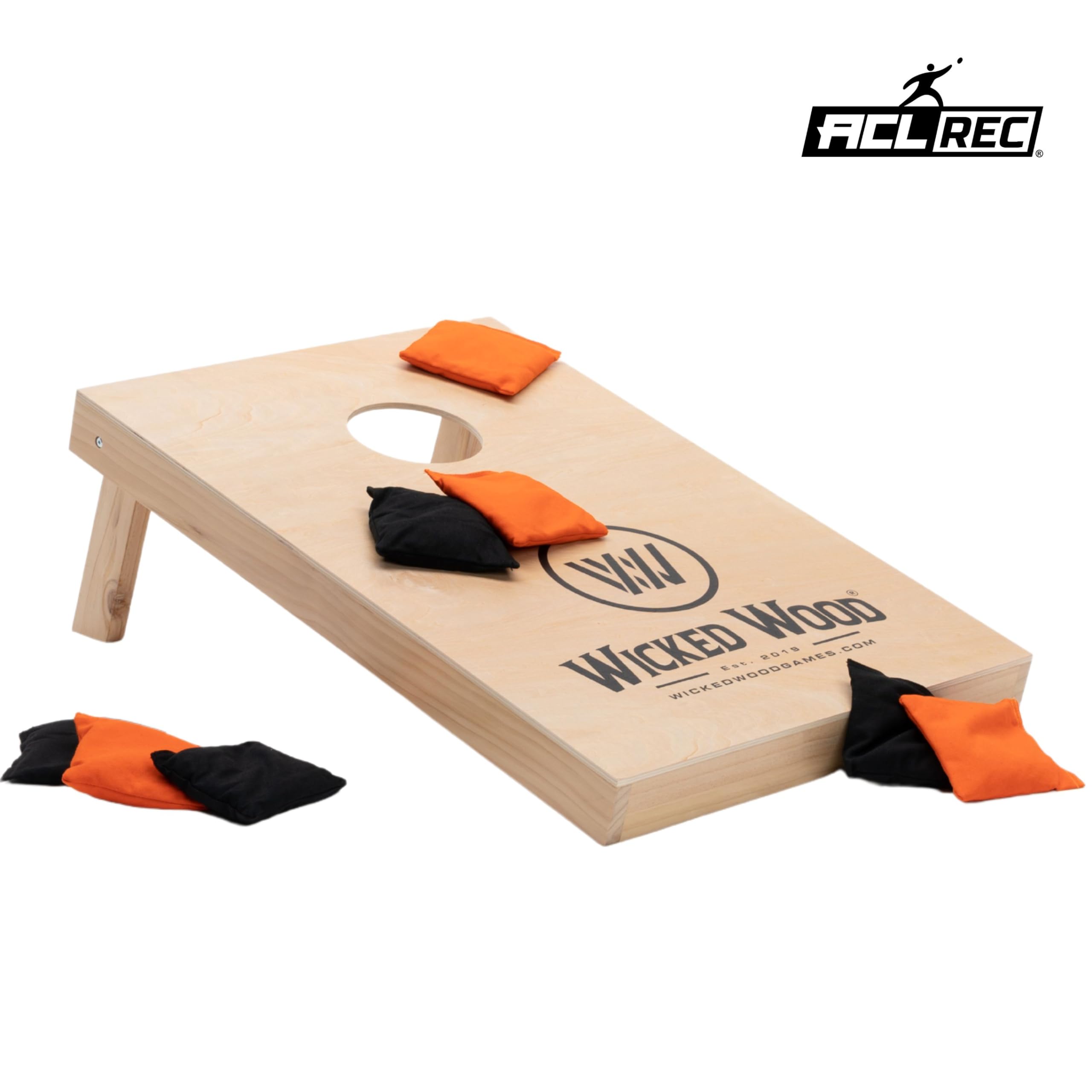 Official ACL Licensed Wicked Wood Cornhole Set - 90x60cm Outdoor Game with 2 Boards, 8 Bean Bags & Protective Cover - Perfect for Backyard Parties, Tailgating, and Outdoor Events