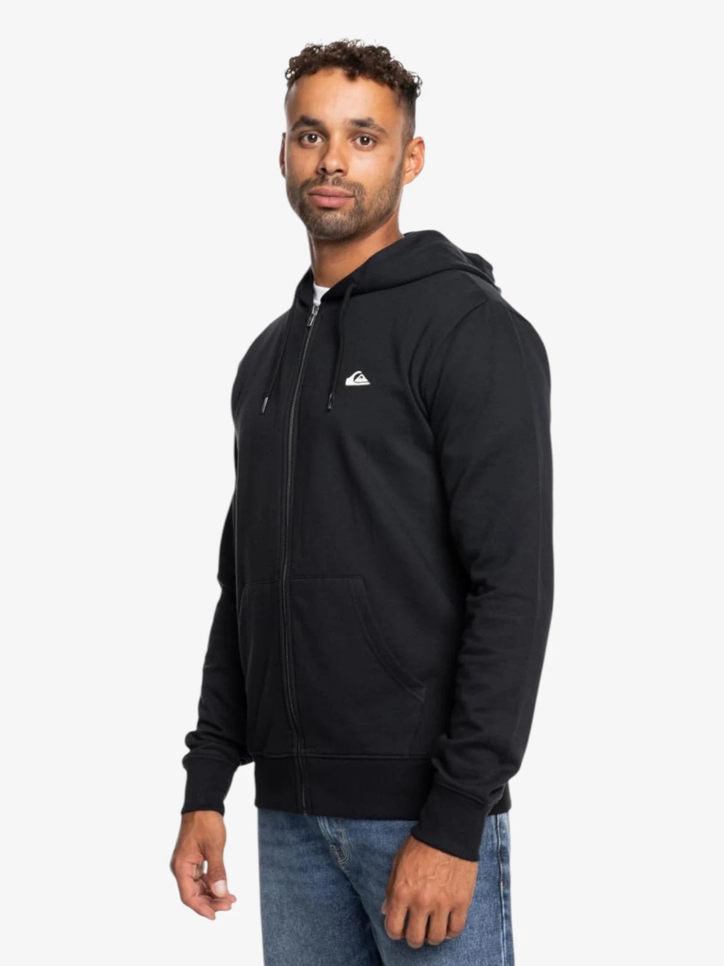 Quiksilver Basic Black Men's Jacket - Lightweight Water-Resistant Windbreaker for Outdoor Hiking & Casual Wear