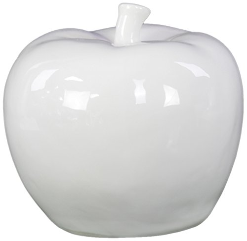 White Ceramic Apple Decoration - Elegant Home & Office Decor for Tabletop, Shelf, and Gift Giving