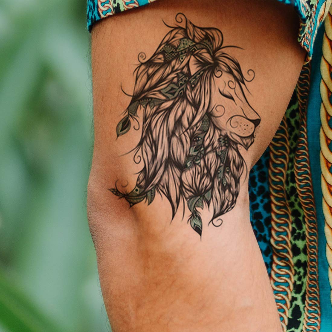 Voorkoms® King Tattoo - Waterproof Black Temporary Body Tattoo Stickers for Men & Women - Perfect for Parties, Halloween, Cosplay & Costume Events