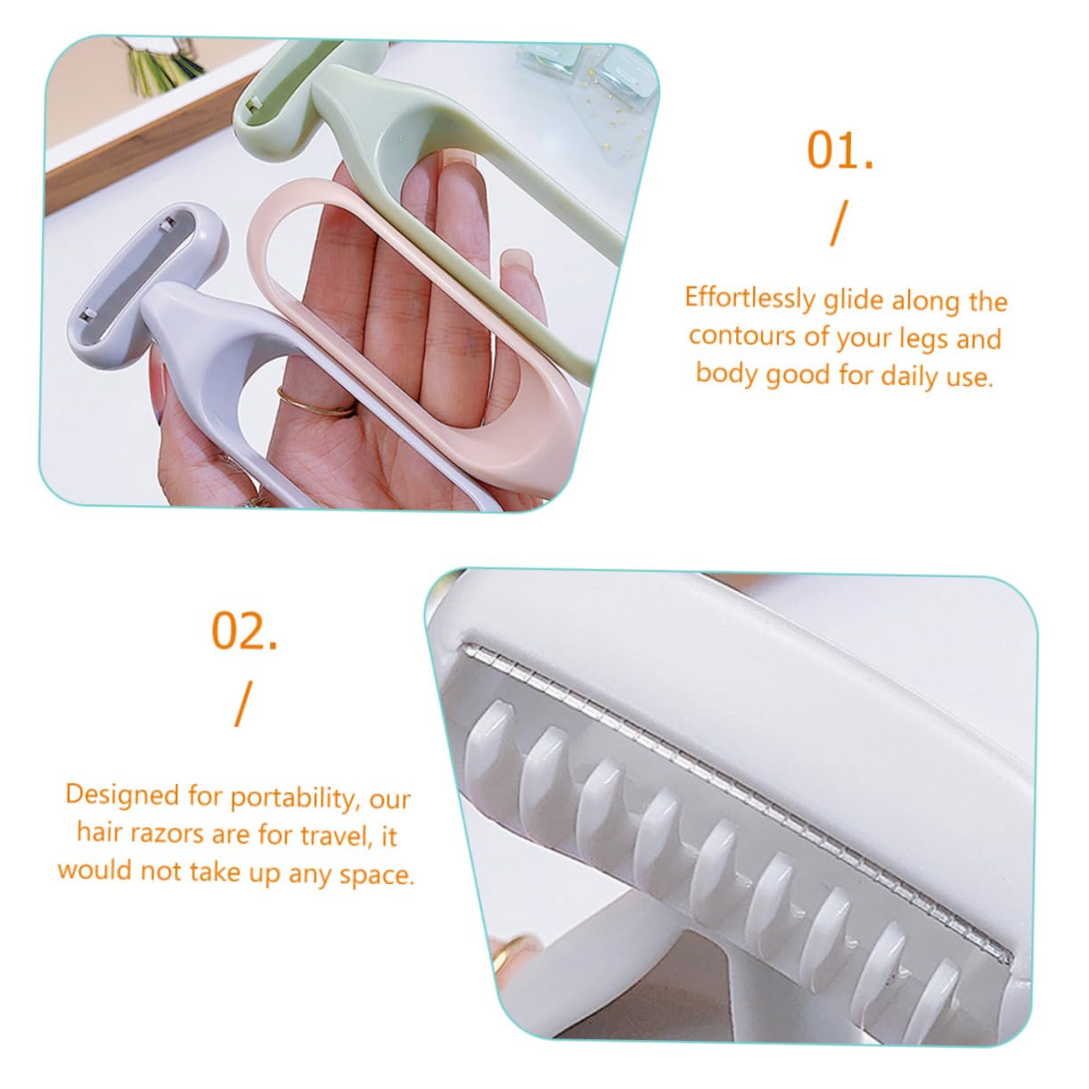 4 Pcs Women's Hair Trimmer Set - Bikini, Armpit & Facial Hair Remover - Reusable Ladies Razor for Smooth Skin - Perfect for Travel, Gym & Home Grooming - Resin Grey