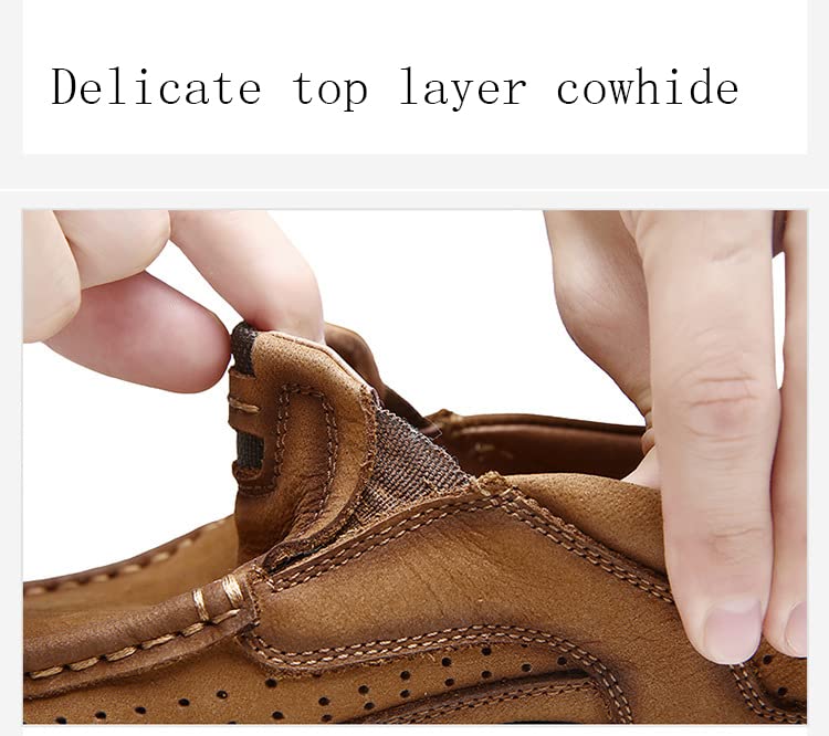 Premium Men's Slip-On Loafers - Genuine Leather Comfort Shoes for Work & Outdoor | Plus Size Casual Hiking Shoes | Ideal for Dad Gifts, Office Wear & Weekend Adventures