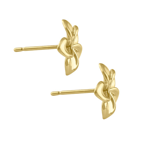 14K Solid Gold Hawaiian Flower Earrings for Women - Handmade Dainty Floral Studs for Everyday Wear, Gift Giving & Special Occasions