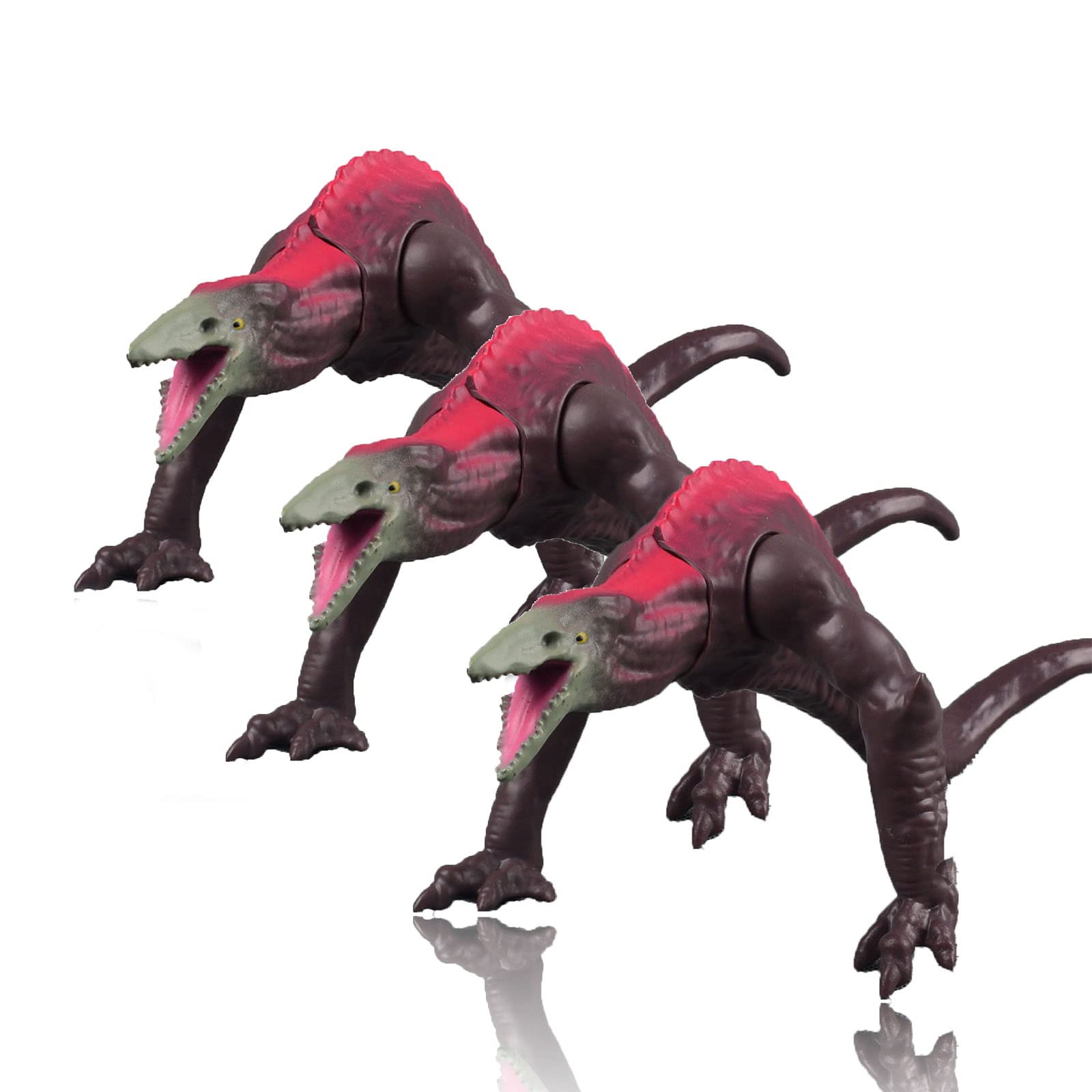 Prehistoric Dinosaur Action Figures - 3Pcs Movable Joint Monster Toys for Kids, Soft Glue Behemoth Lizard & Cool Burst Dinosaur Set (Violent Red) - Perfect for Birthday Gifts, Role Play & Collectible Display