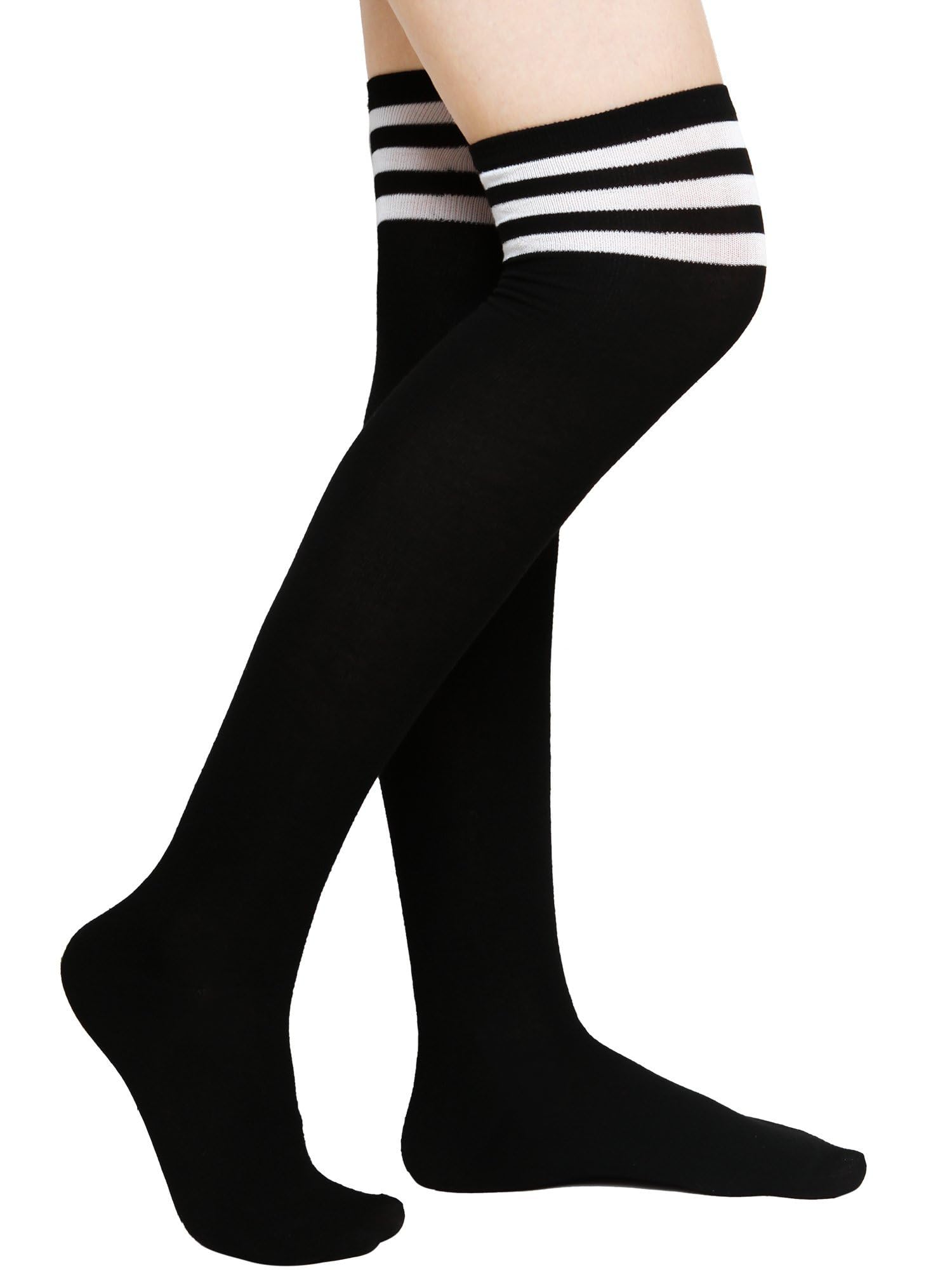 Aneco 5 Pairs Over Knee Socks for Women & Girls - Knee High Thigh Boot Stockings - Cosplay, Daily Wear & Fashion Outfits - Perfect for Winter, Boots & Stylish Looks
