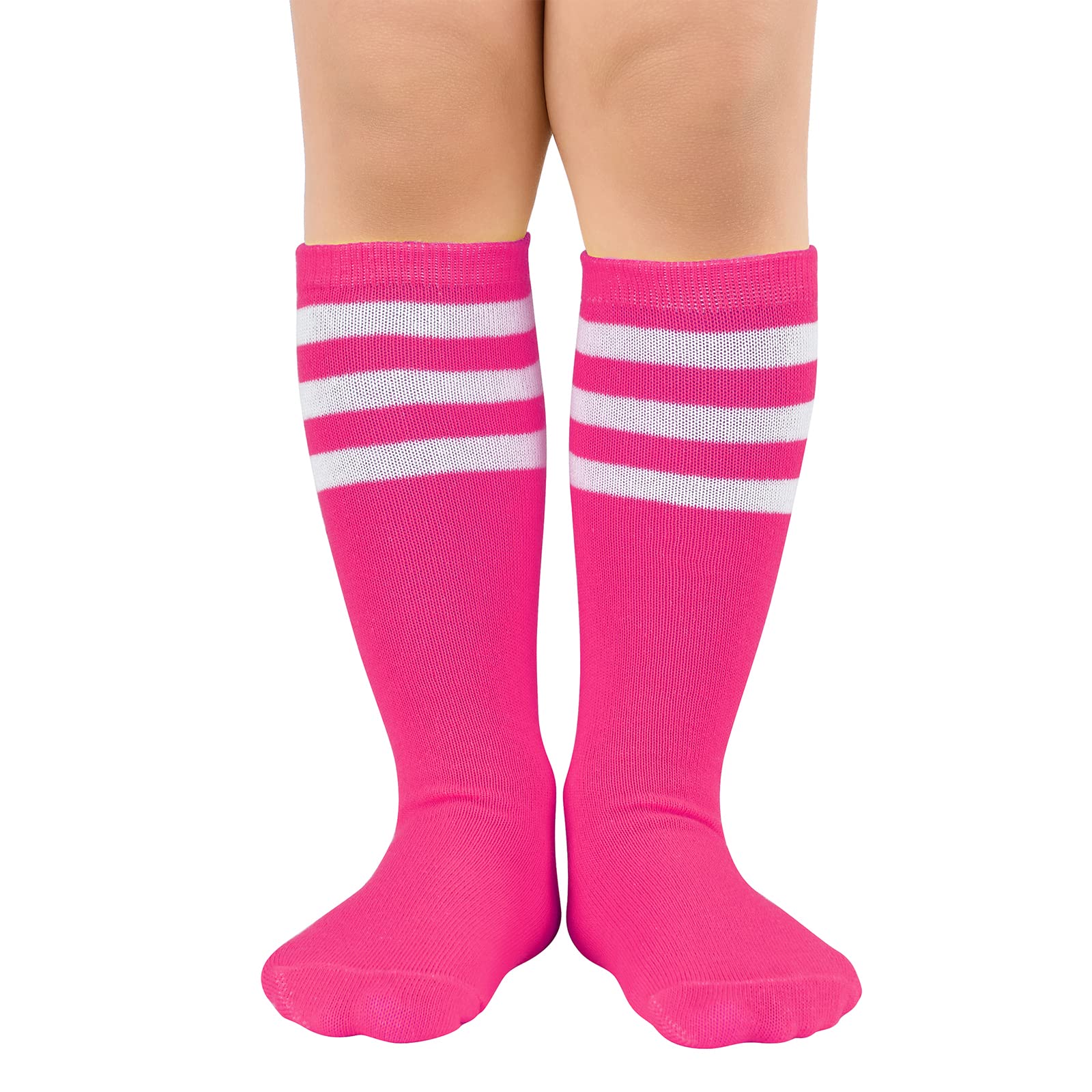 Trendy Kids Soccer Socks - Knee High Athletic Socks for Boys & Girls | Breathable Sports Socks for School, Training & Games | Striped Design for Toddlers & Youth