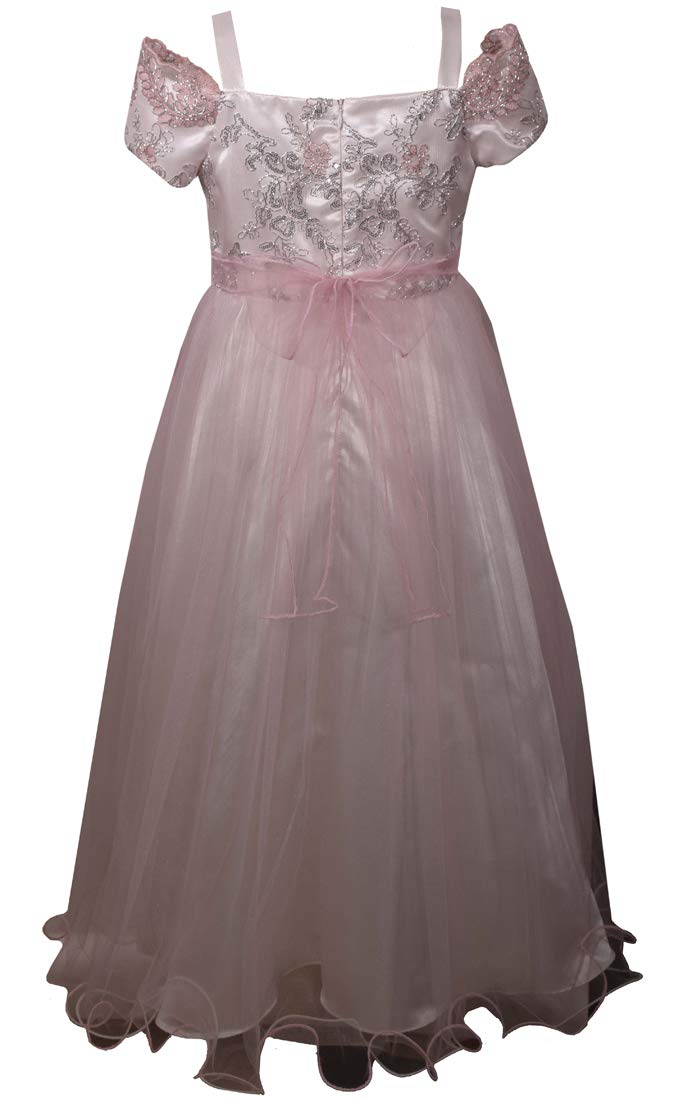 Bonnie Jean Girls Prom Dress - Pink Cold Shoulder Ball Gown for Special Occasions