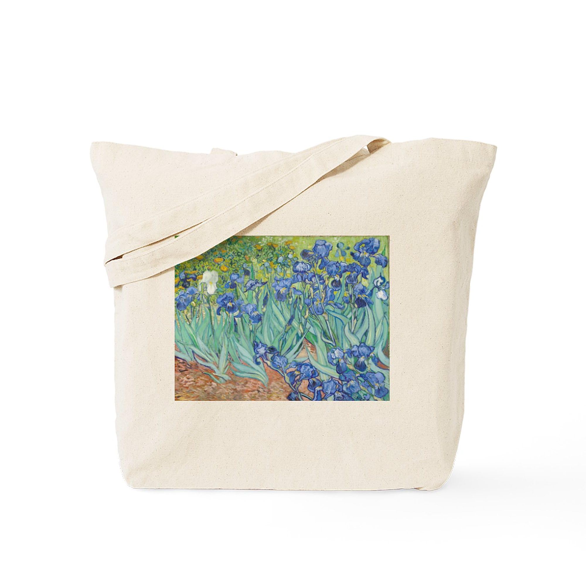 Vincent Van Gogh Irises Tote Bag - Natural Canvas Reusable Shopping Bag for Groceries, Beach & Daily Use