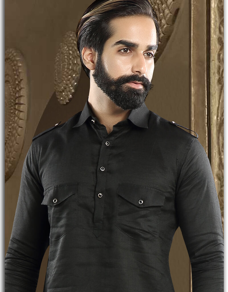 Elegant Black Banarasi Dhupion Silk Kurta with Churidar - Traditional Indian Ethnic Wear for Women - Perfect for Weddings, Festivals & Special Occasions