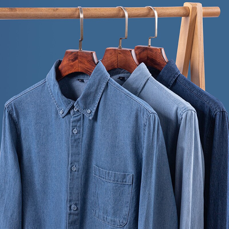 Business Casual Denim Shirt for Men - Comfortable Stretch Work Shirt - Office Wear & Smart Casual Outfits