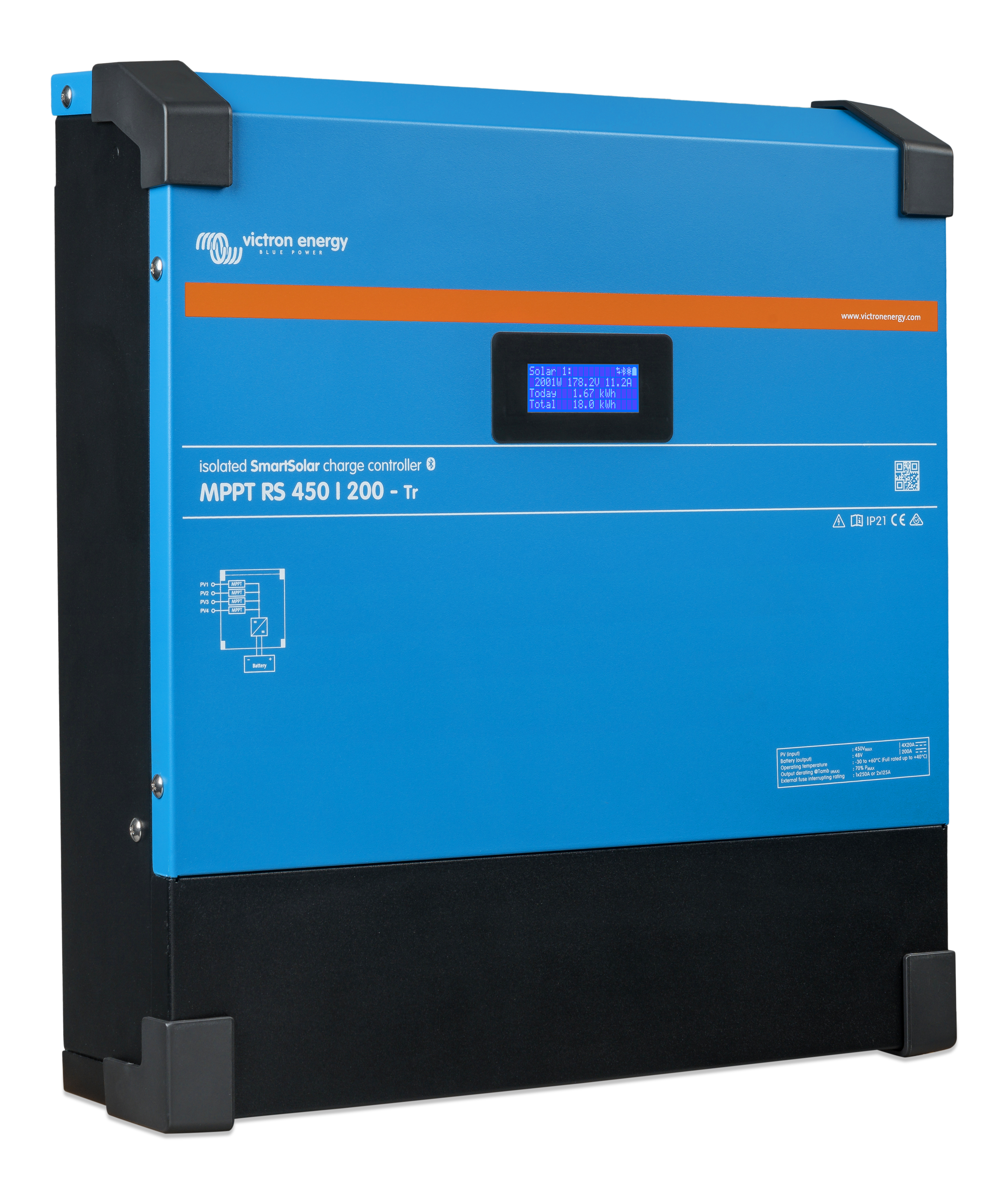 Victron Energy SmartSolar MPPT RS 450/200 Tr Solar Charge Controller - 200A 450V High Efficiency MPPT Regulator for Off-Grid Solar Systems | Perfect for RV, Marine, and Home Solar Power Installations