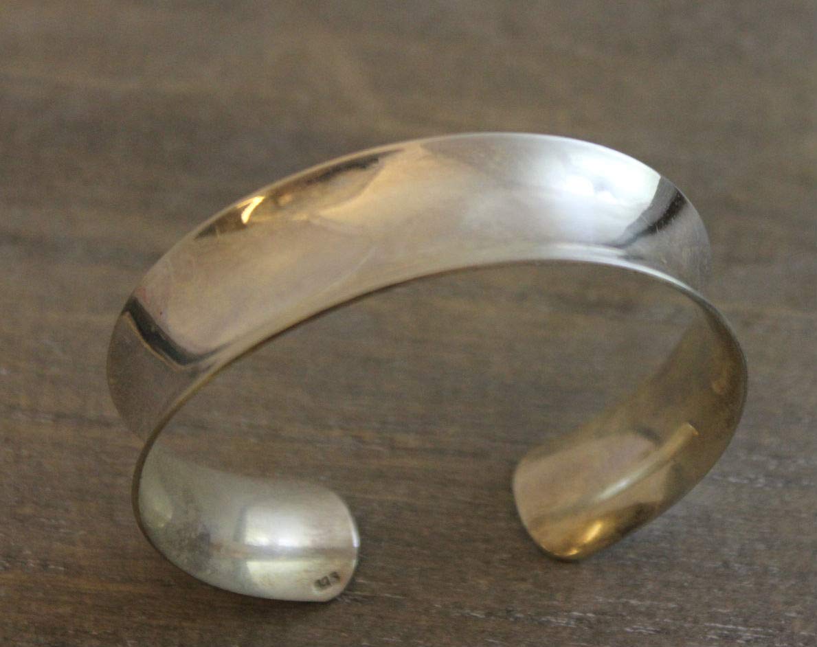 Handmade Smooth Sterling Silver 15mm Cuff Polished Bangle Bracelet for Women - Elegant Jewelry Gift for Birthday, Valentine's Day, Mother's Day - Perfect for Weddings, Anniversaries & Special Occasions