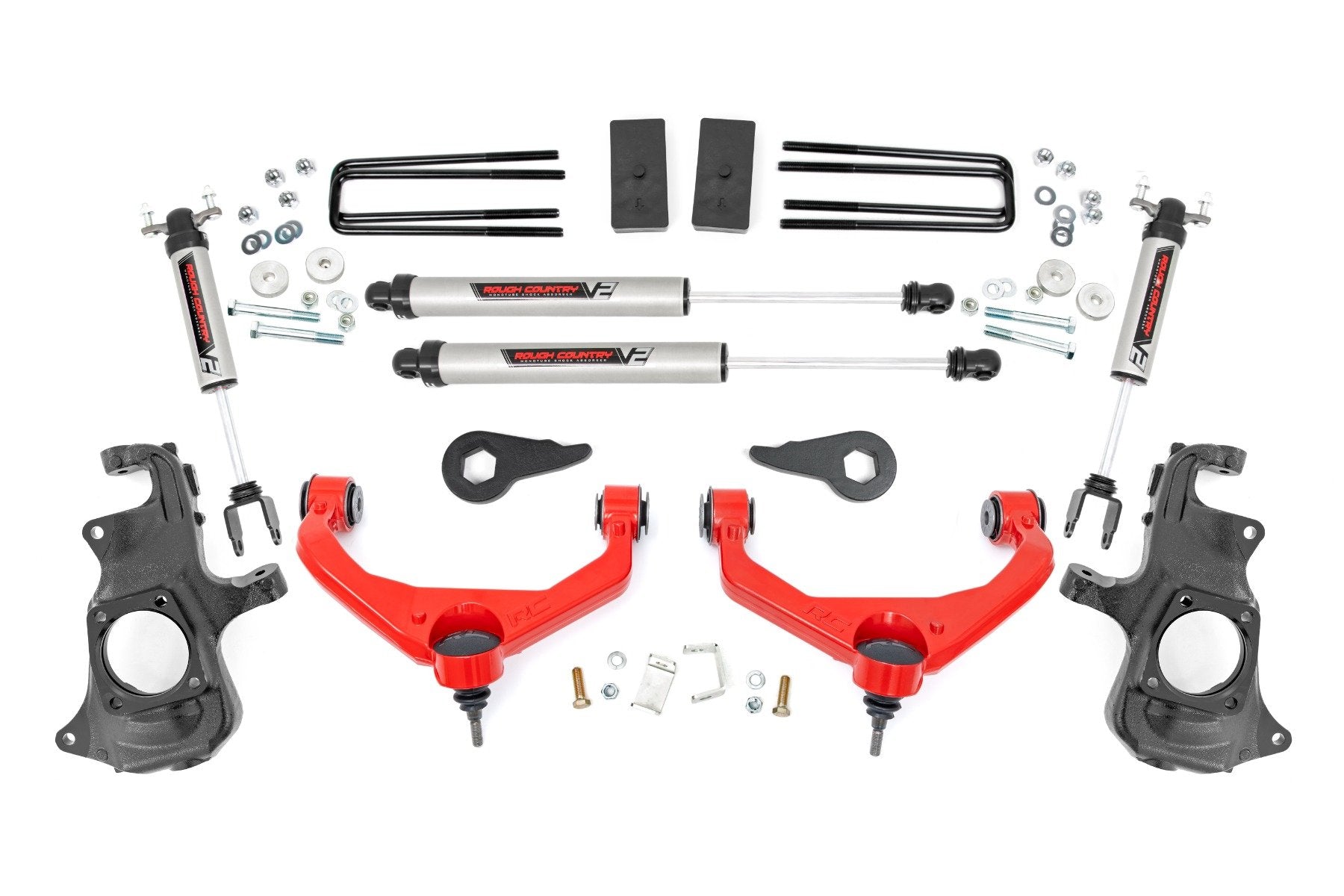 3.5 Inch Knuckle Lift Kit V2 with Overload Springs for Chevy/GMC 2500HD 3500HD (2011-2019) - 97670RED - Heavy Duty Truck Suspension Upgrade for Off-Roading & Towing