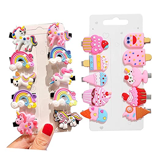 LYTIX 10Pcs Rainbow Ice Cream Hair Clips Set for Kids Girls Toddlers - Colorful Barrettes Hair Accessories for Baby & Children - Perfect for Parties, School, and Daily Styling