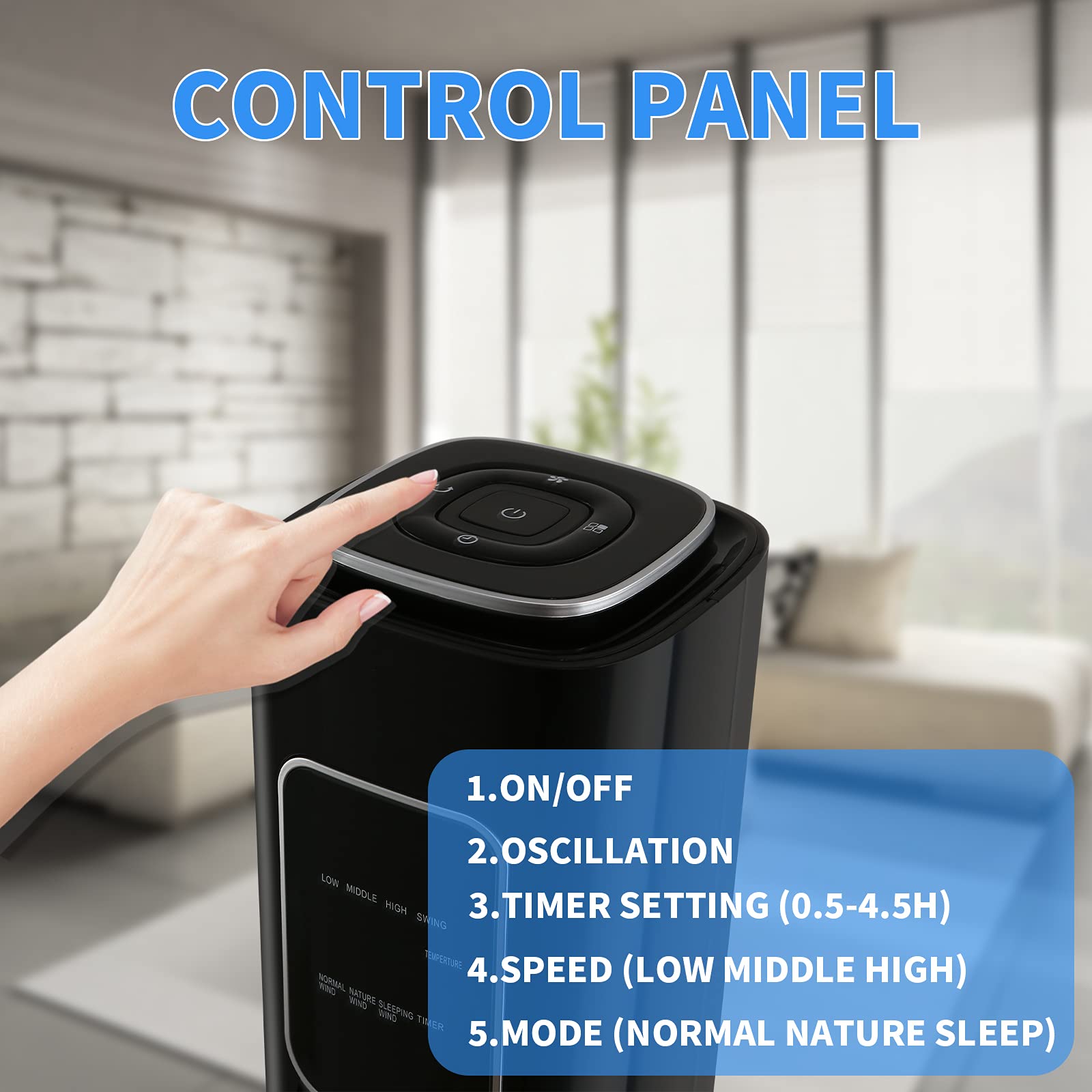 Antarctic Star Bladeless Tower Fan - 3 Speed Quiet Oscillating Standing Fan with Remote Control, Powerful Cooling for Bedroom, Office & Kitchen | Portable Floor Fan for Kids & Adults | Black (Ideal for Home, Office, Dorm & Summer Use)
