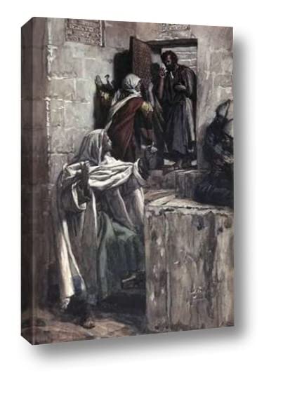 James Tissot First Denial of Peter - 20x30 Inch Religious Canvas Art Print - Gallery Wrapped Christian Wall Decor - Perfect for Church, Home Chapel or Bible Study Room