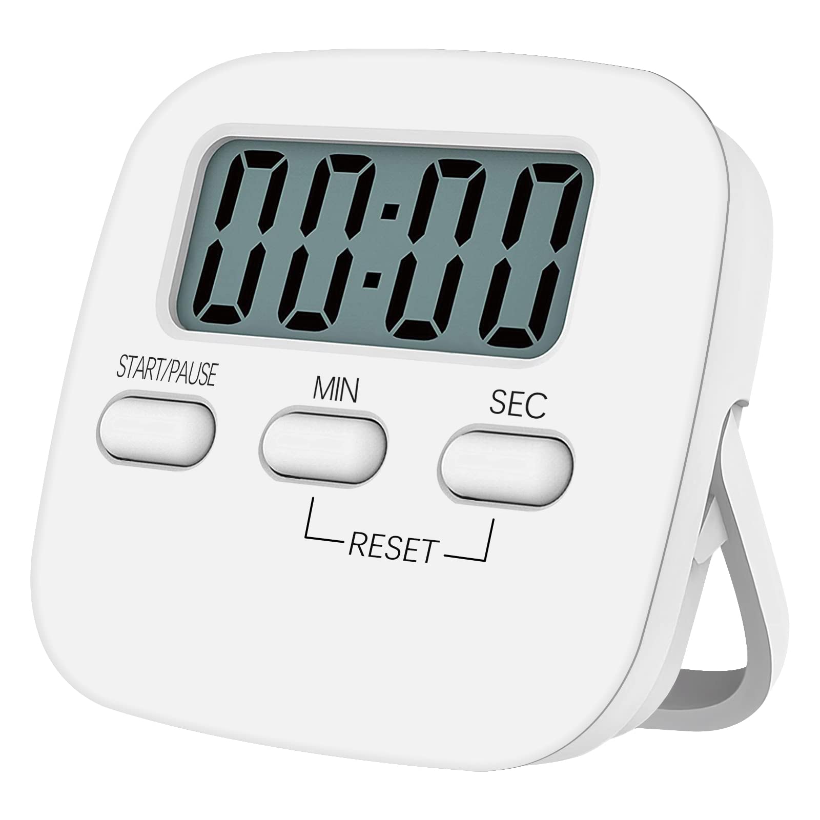 Jsdoin 1 Pack Magnetic Digital Kitchen Timer with Loud Alarm - Large Display Countdown Stopwatch with Stand & Hanging Hole - Perfect for Cooking, Baking, Classroom, Kids Activities & Bathroom Use (White)