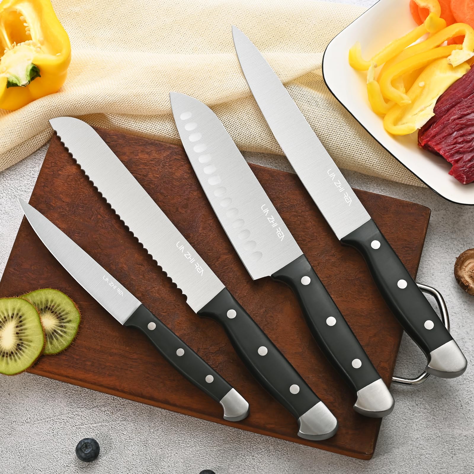 Premium 22-Piece Kitchen Knife Set with Block - Includes Built-in Sharpener, Cutting Board & Apron - Ergonomic Non-Slip Handles, Dishwasher Safe - Perfect for Home Chefs & Professional Cooking Enthusiasts