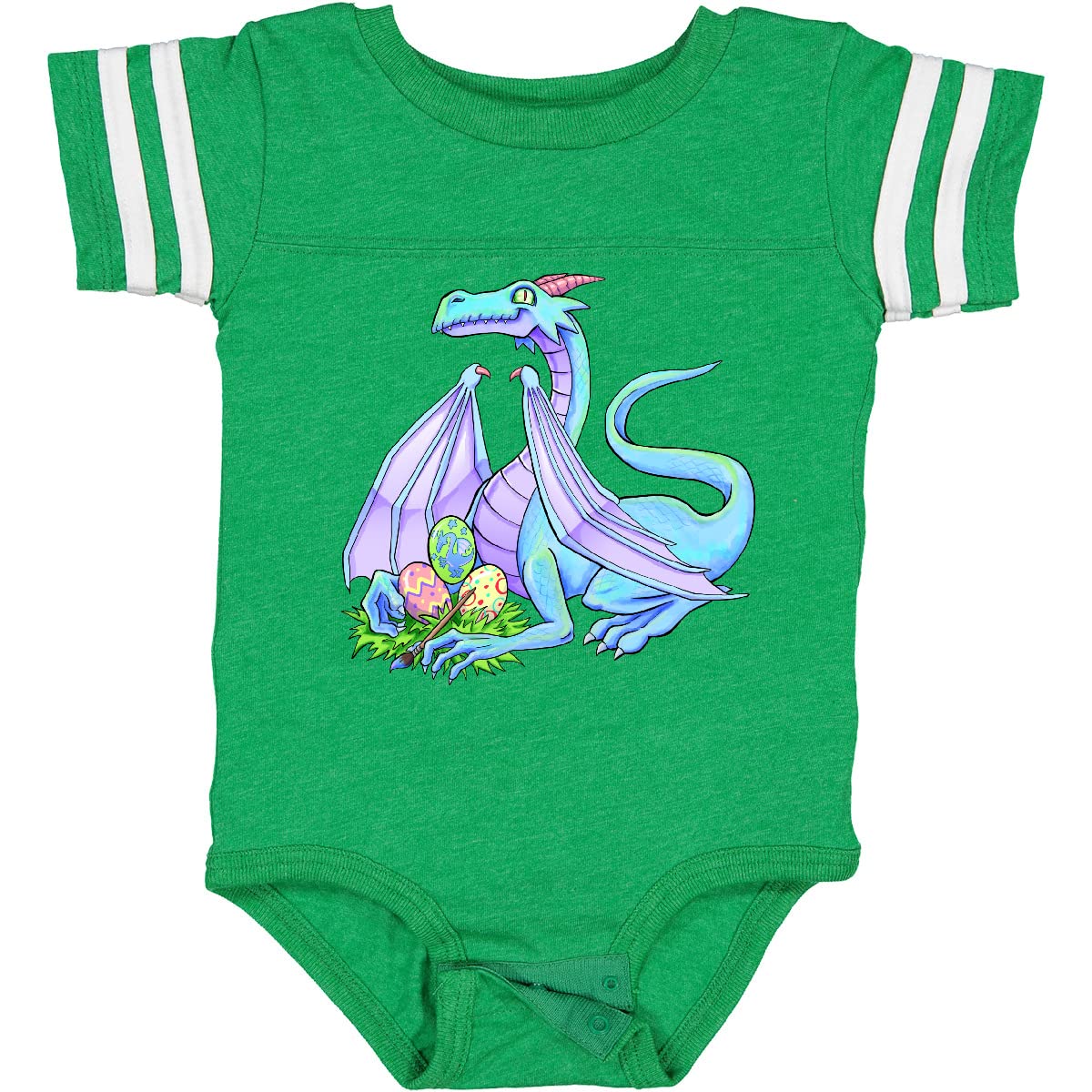 Inktastic Blue Easter Dragon with Painted Eggs Baby Bodysuit - Cute Easter Outfit for Infants & Toddlers - Perfect for Easter Photos, Family Gatherings & Holiday Celebrations
