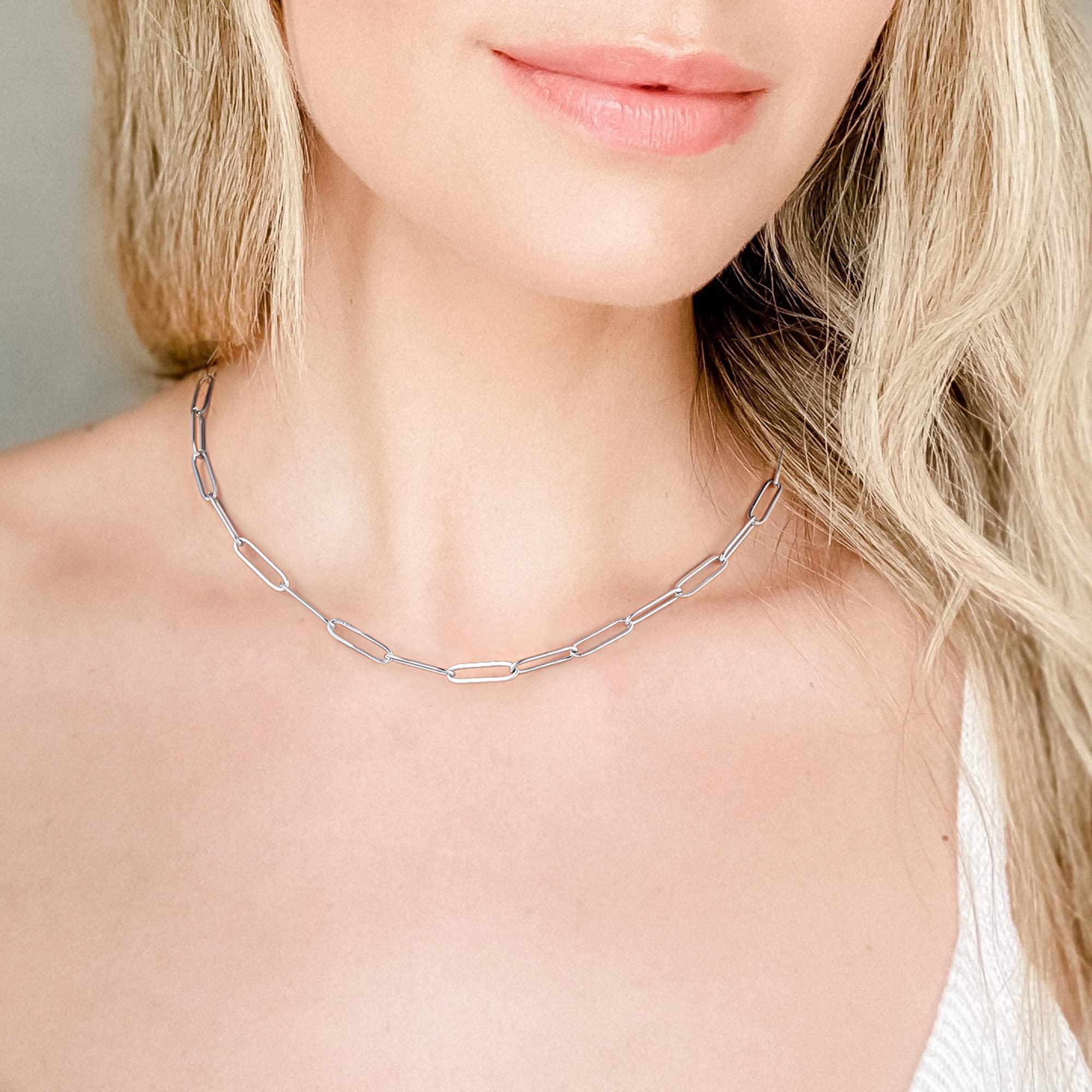 14K Gold Plated Layered Necklace for Women - Rose Gold & Silver Paperclip Chain with Toggle Clasp, Initial Pendant | Elegant Layering Jewelry for Everyday Wear, Date Nights & Special Occasions