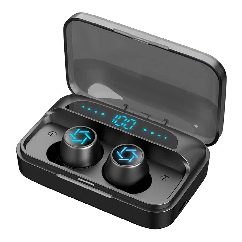 GeRRiT True Wireless Earbuds with Microphone, IPX7 Waterproof Bluetooth 5.0 Earbuds, Stereo Sound in-Ear Headphones with Deep Bass & Built-in Mic - Perfect for Running, Gym & Outdoor Sports