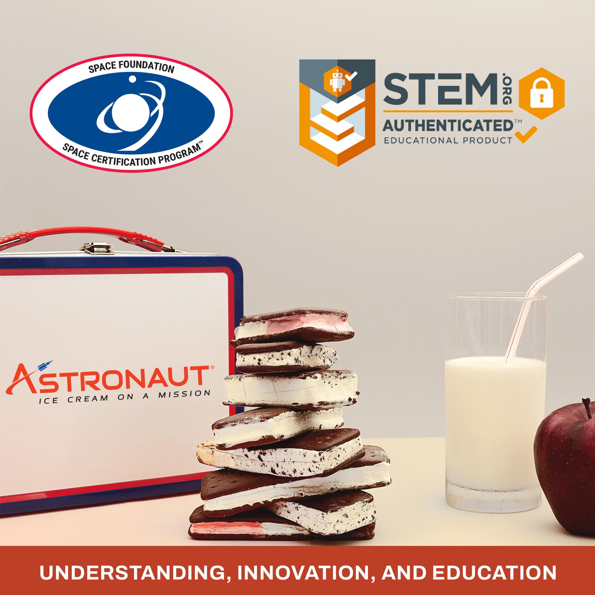 NASA Astronaut Freeze-Dried Ice Cream Sandwich - Vanilla Flavor Space Dessert (12 Count) | Perfect for Camping, Hiking & Space-Themed Parties