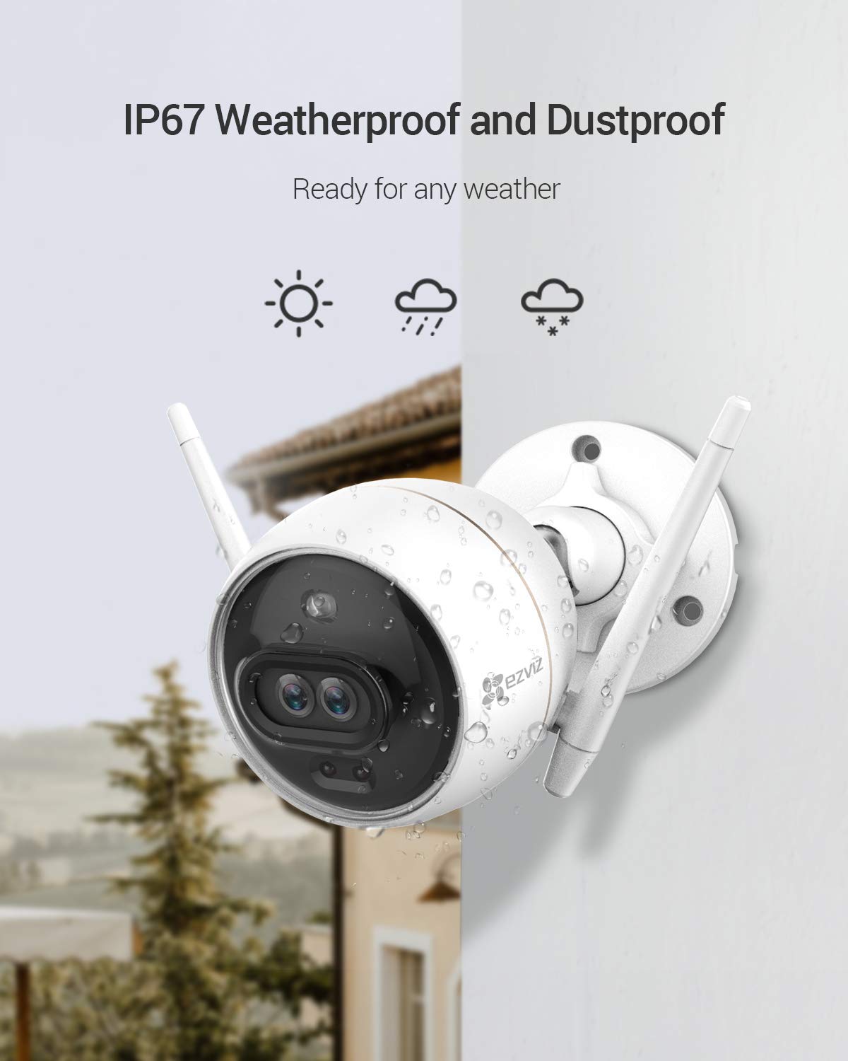 EZVIZ C3X Dual Lens 1080P Outdoor Security Camera with Color Night Vision, Motion Detection, Siren Alarm & Two-Way Talk - Weatherproof Home Surveillance for Yard, Garage & Front Door Protection