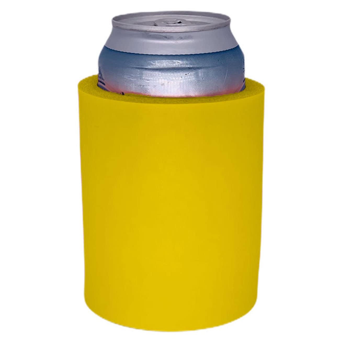 Premium Thick Foam Old School Can Cooler (Yellow) - Keep Drinks Cold for Hours | Perfect for Beach, BBQ, Camping & Tailgating