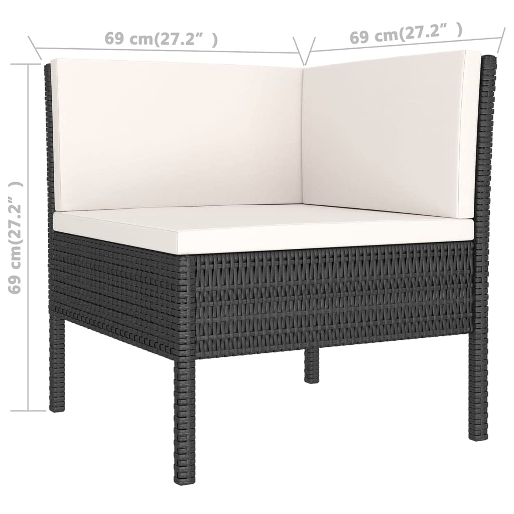 Weather-Resistant Black Poly Rattan Patio Lounge Set with Cushions - Modular Outdoor Furniture for Garden, Patio, Poolside & Backyard Relaxation | Easy-Clean & Durable Design for Entertaining Guests