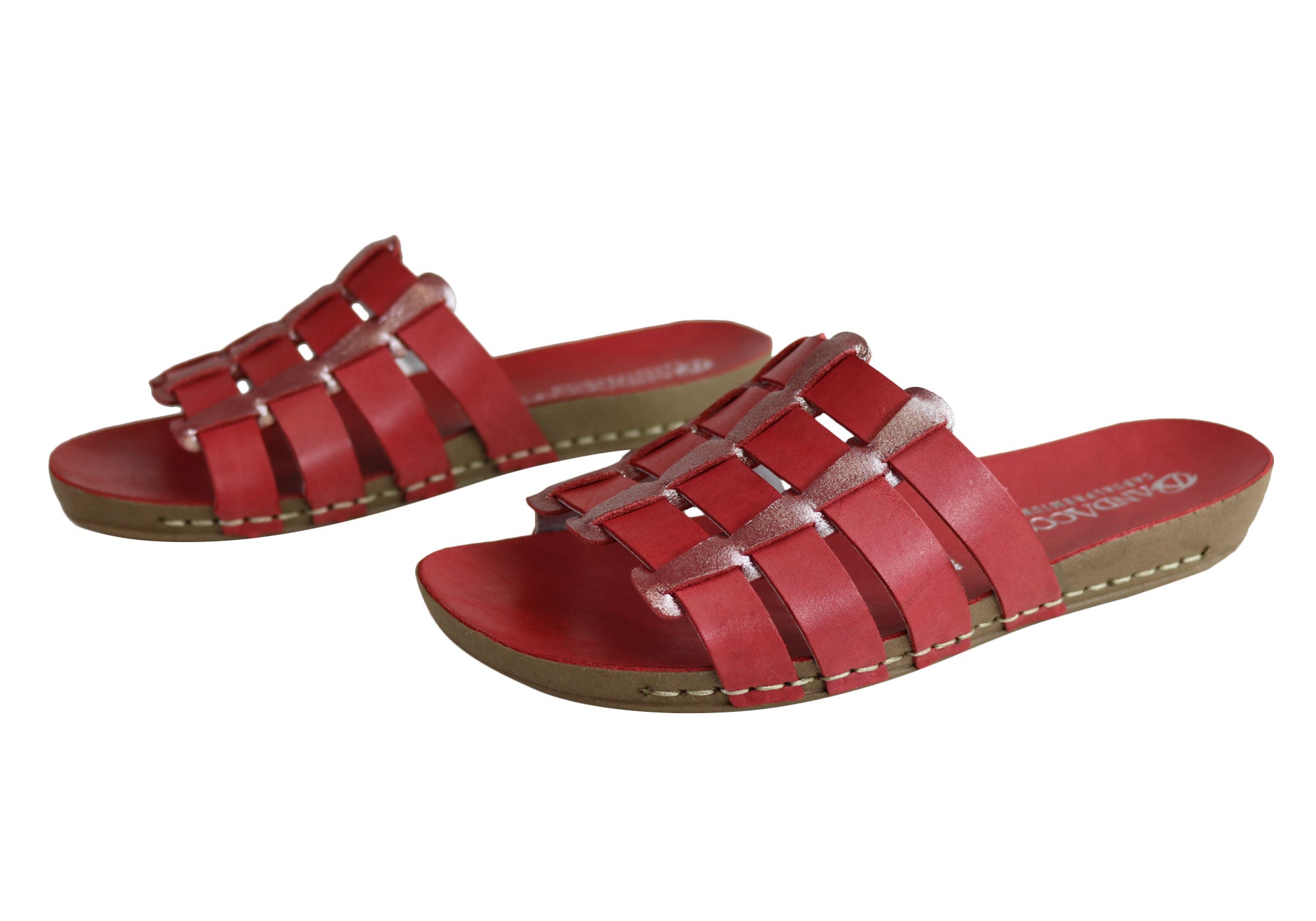 Andacco Sorrento Women's Comfort Leather Slide Sandals - Handmade in Brazil - Perfect for Beach, Vacation & Summer Outfits