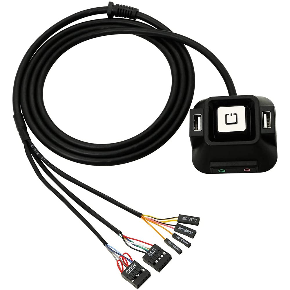 Ntcpefy Desktop PC Case Switch with USB, Reset & HDD Buttons - Front Panel Audio & Power Button for Computer Case | Ideal for PC Builds, Upgrades & DIY Computer Assembly