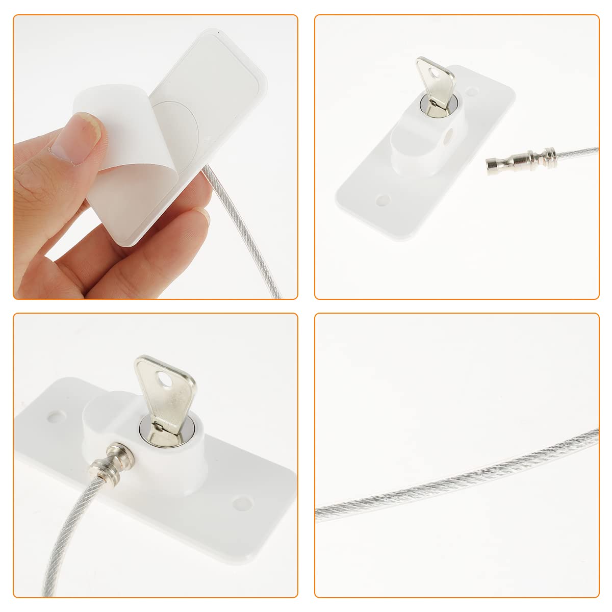 SHASUXTING 4Pcs Self-Adhesive Window Safety Locks - Childproof Security Window Restrictor with Screws & Key - Prevent Kids Falling - Durable Home Safety for Windows, Doors, Sliding Glass (Ideal for Baby Proofing & Pet Safety)