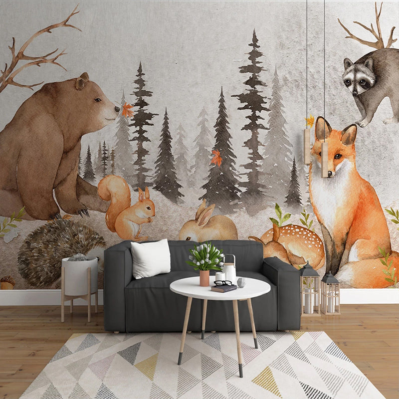 Woodland Forest Nursery Wallpaper - Nature-Inspired Forest Mural for Baby Room Decor | Perfect for Nursery, Kids Bedroom & Playroom