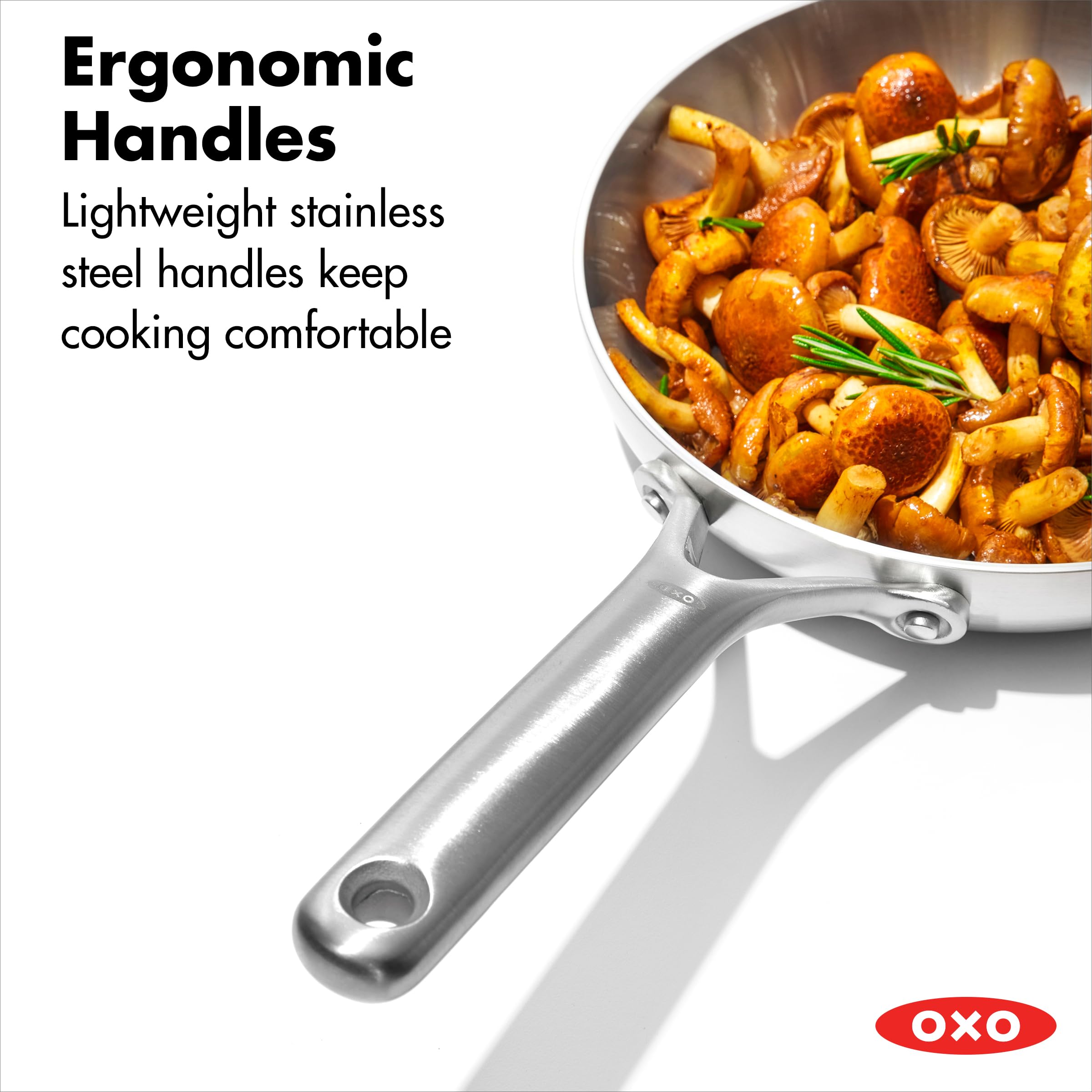 OXO Mira Tri-Ply Stainless Steel 10-Piece Cookware Set - Pots, Pans, Skillets, Saucepans with Lids & Ceramic Nonstick Frying Pan | Induction Compatible, Multi-Clad, Metal Utensil Safe, Dishwasher & Oven Safe | Perfect for Home Cooking, Professional Kitchens & Everyday Meal Prep