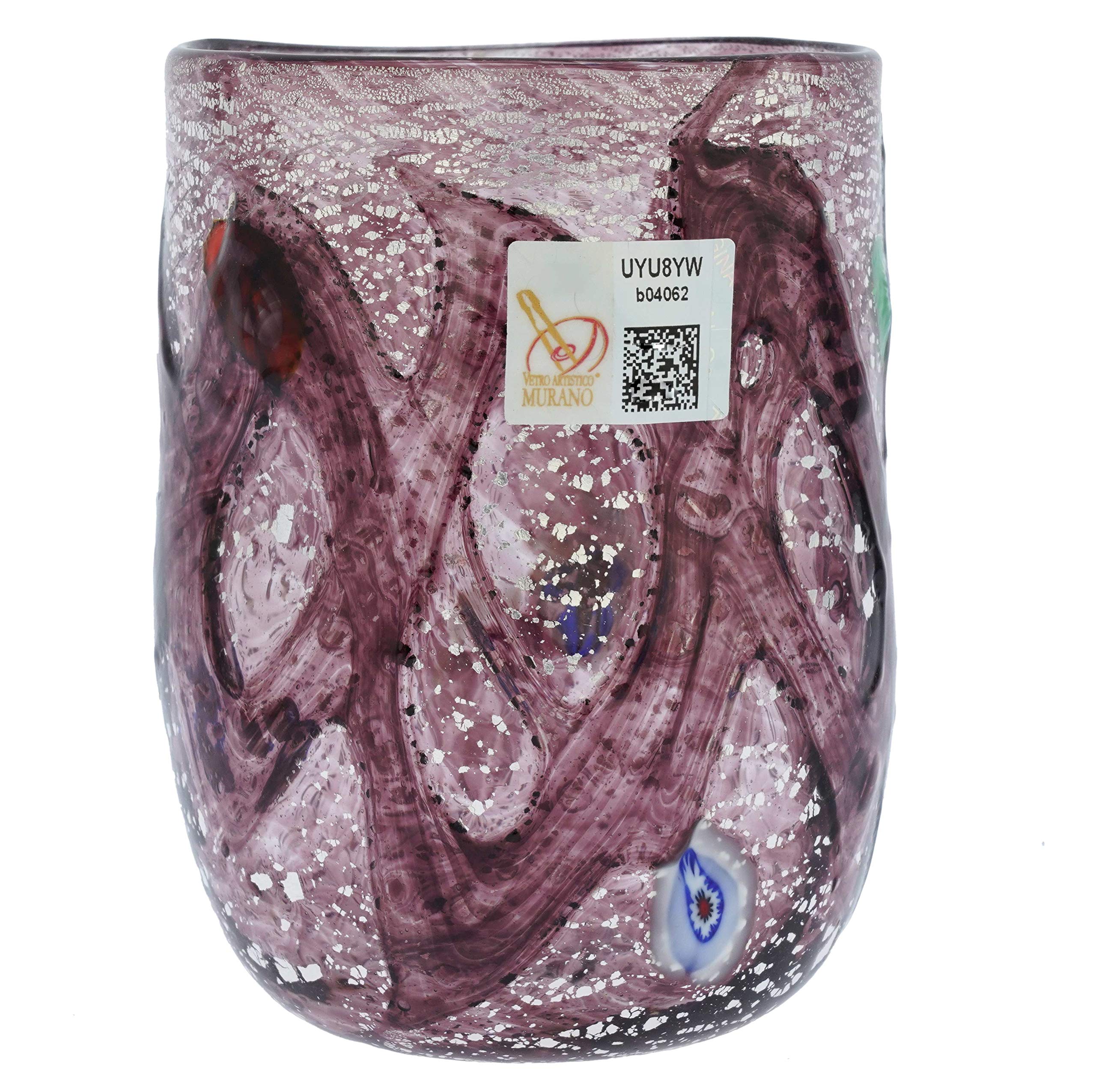 Venetian Purple Swirl Murano Glass Tumbler - Handcrafted Italian Drinking Glass for Wine, Cocktails & Home Decor | Elegant Barware & Gift Idea