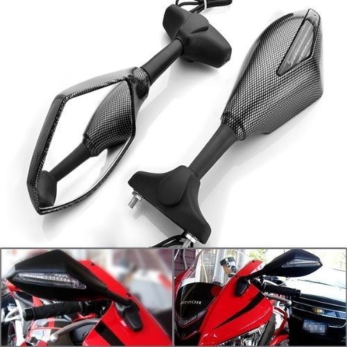 2-Pack Motorcycle Side Mirrors - Universal Rear View Mirrors for Kawasaki Ninja 250 500 ZX 6R 10R 12R ZX-14 ZX-RR ZX600 - Left & Right Fairing Mount Mirrors for Enhanced Safety & Visibility on Road Trips