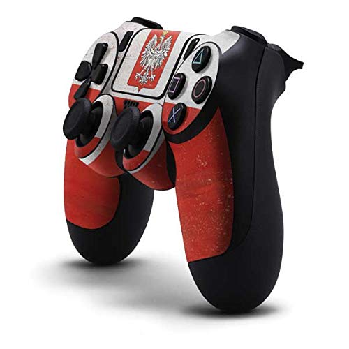 Custom PS4 Controller Skin - Poland Flag Distressed Design Gaming Decal | Protective Vinyl Cover for Playstation 4 Joystick | Perfect for Gamers & Collectors