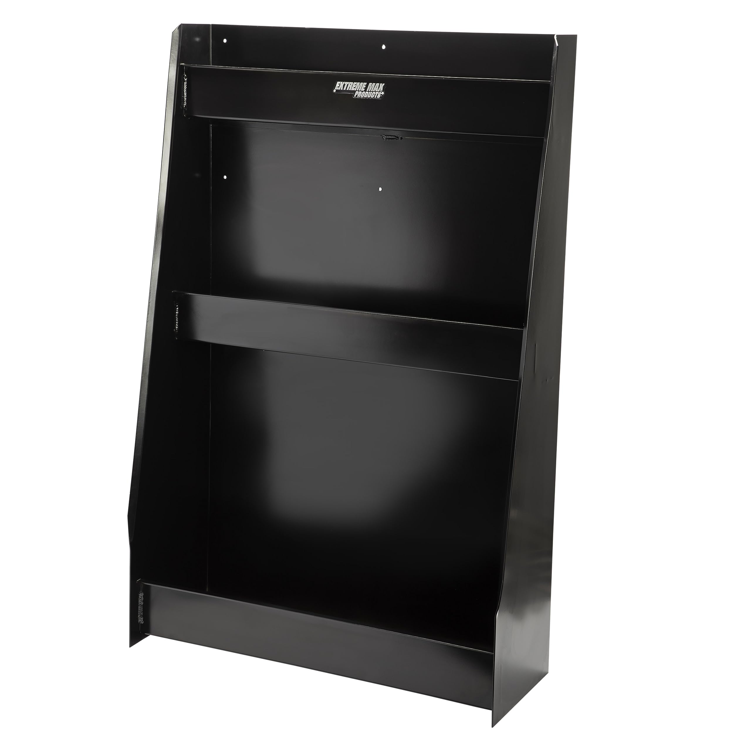 Extreme Max 5001.6117 Heavy Duty Wall-Mounted Aluminum 3-Tier Open Storage Cabinet - Black | Perfect for Race Trailers, Garages, Workshops, Enclosed Trailers & Toy Haulers | Space-Saving Organization for Tools, Parts & Equipment